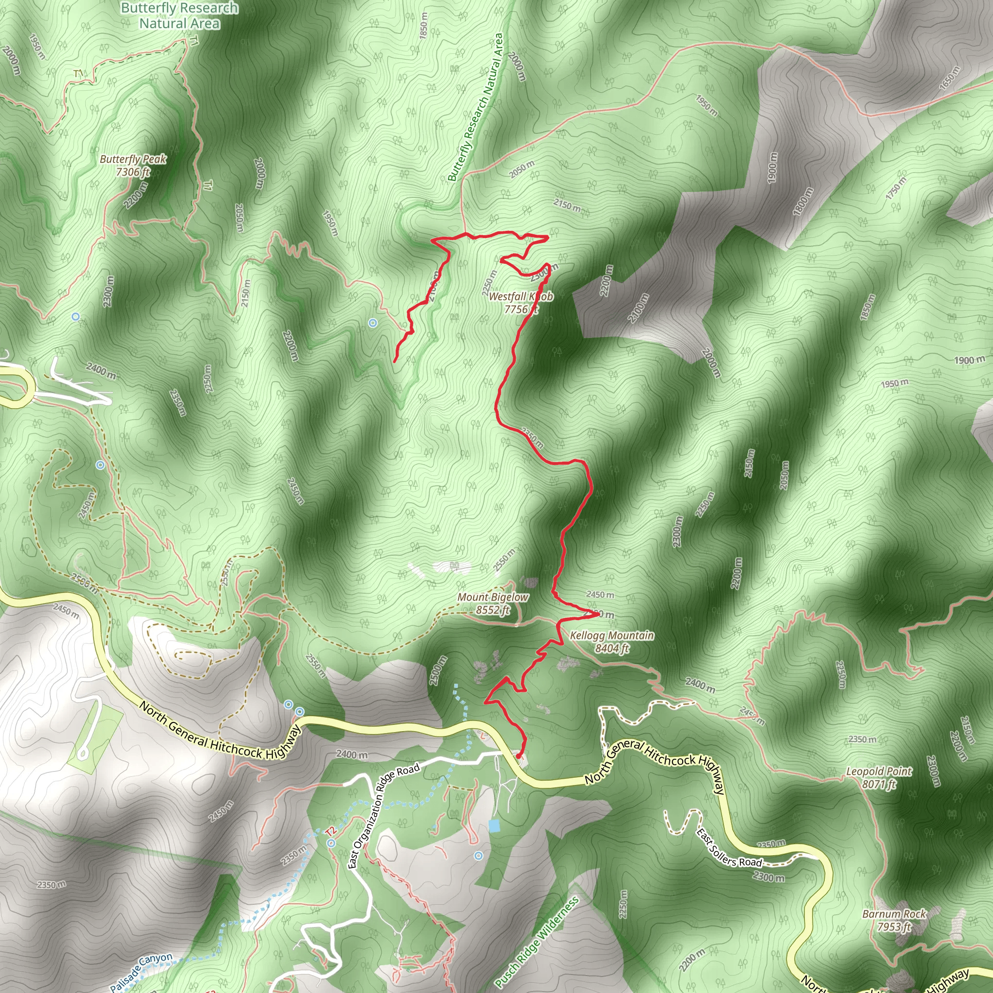 Westfall Knob via Butterfly Trail mobile static map