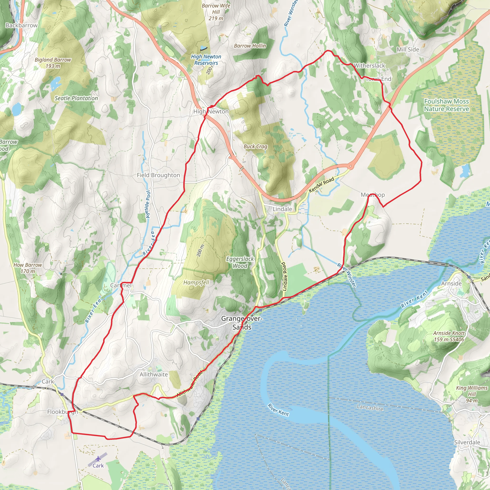 Grange-over-sands and Cumbria Coastal Way mobile static map