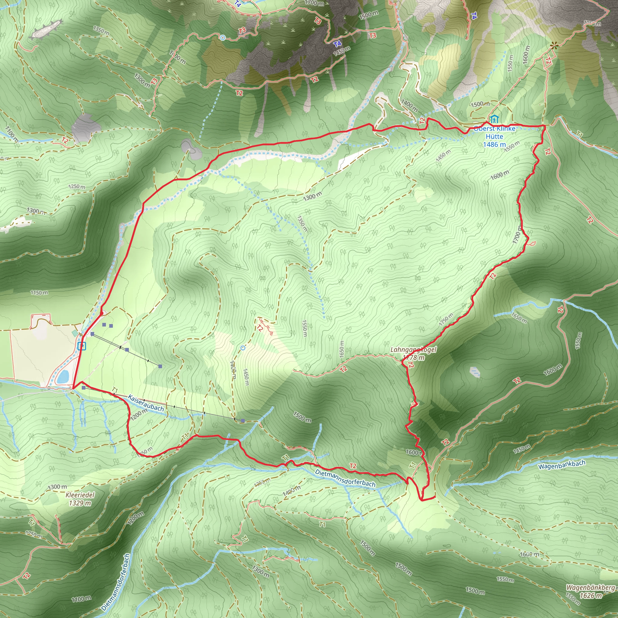 Kaiserau-Klinkehütte - Lahngang-Wagenbänkrunde mobile static map