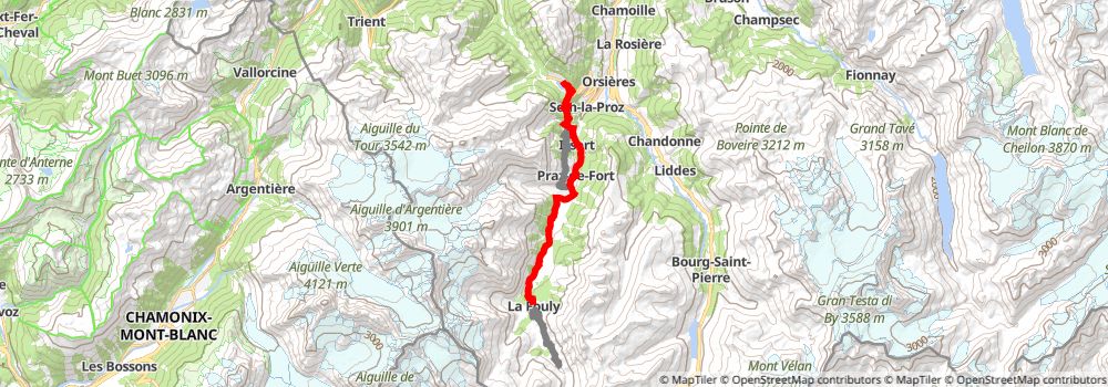 Tour du Mont Blanc stage 7 Map