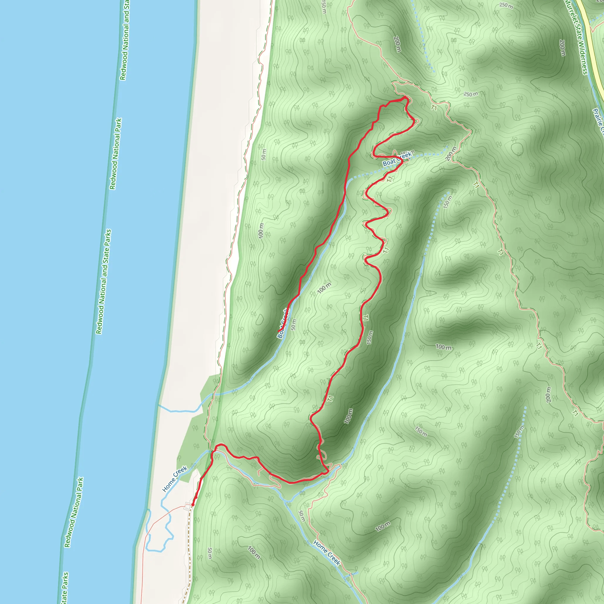 Boat Creek Trail via James Irvine Trail mobile static map