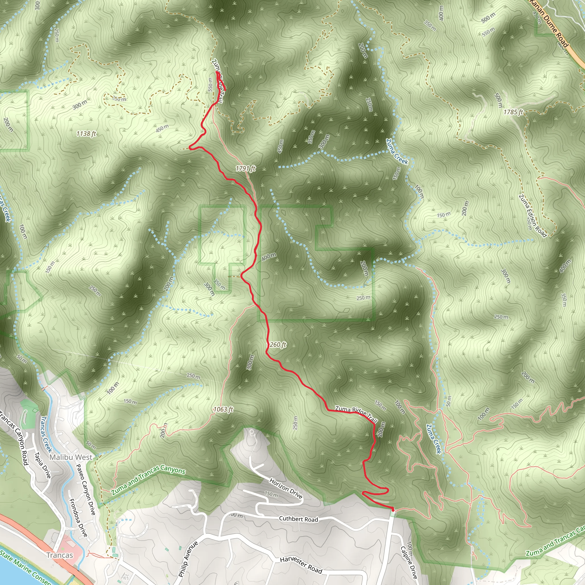 Zuma Ridge Trail mobile static map