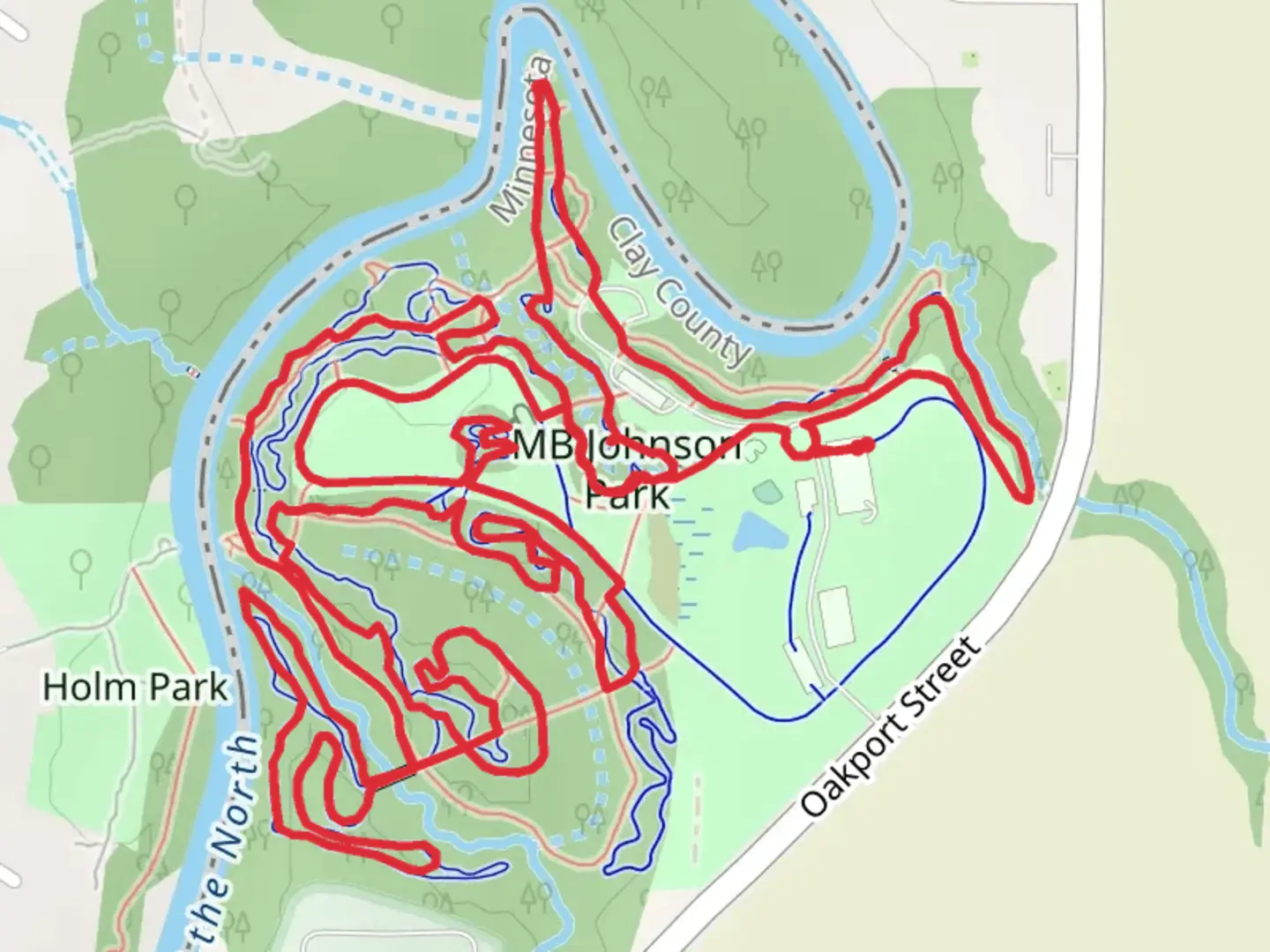 An image depicting the trail MB Johnson Park Loop and its surrounding area.