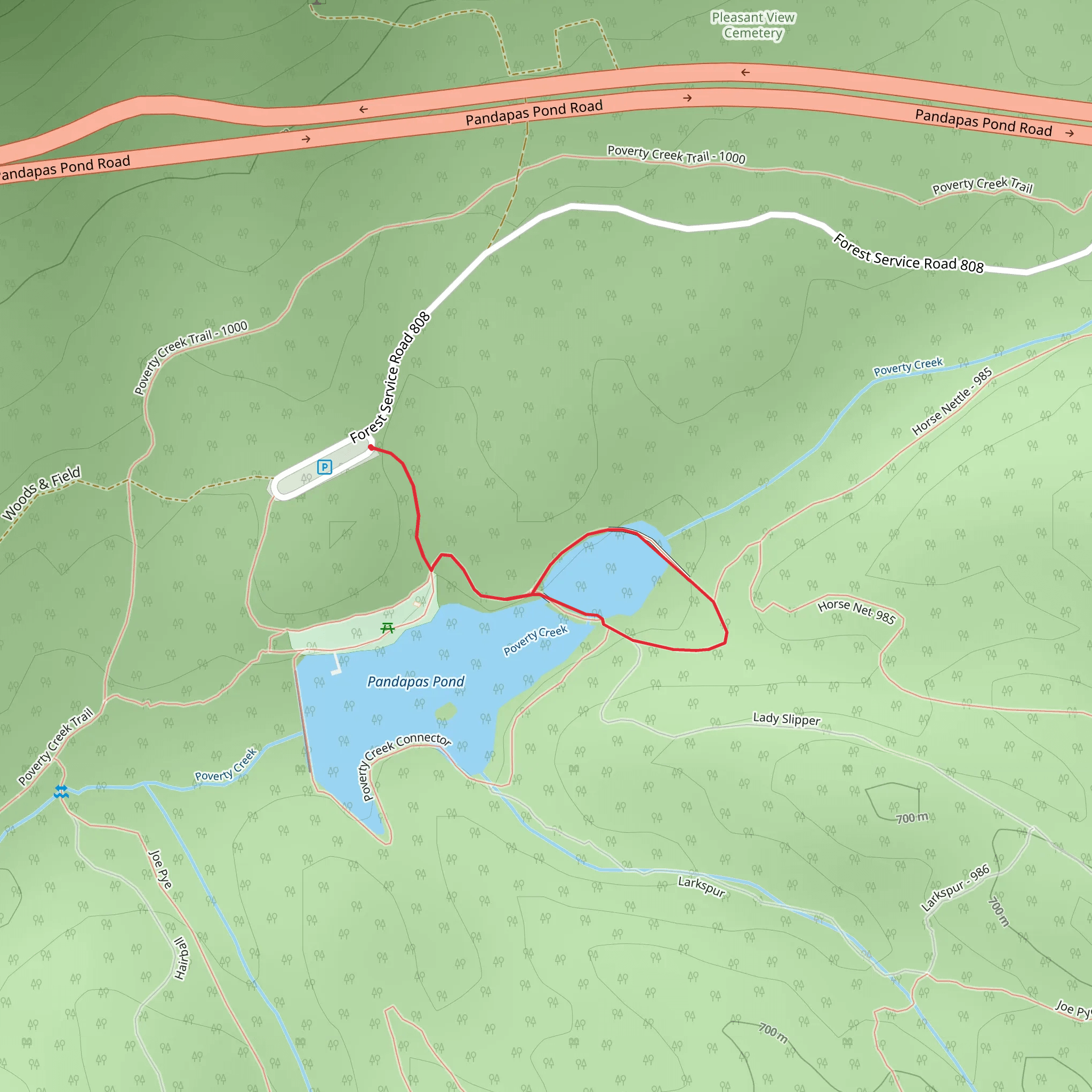 Pandapas Pond Wetland Loop Trail mobile static map