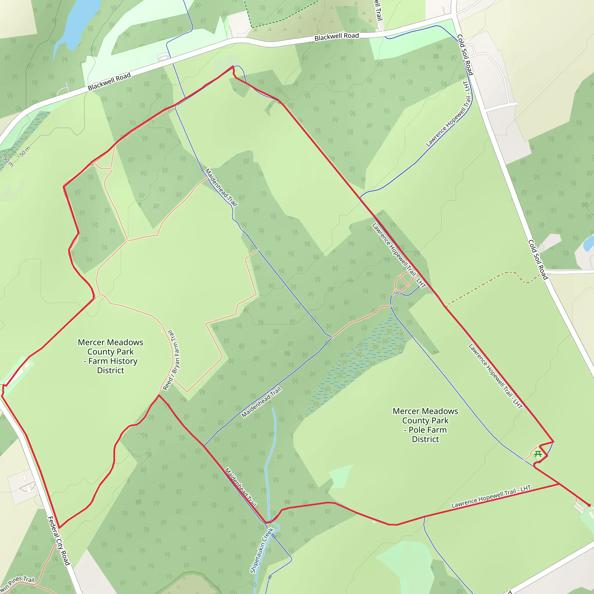 Lawrence Hopewell and Reed - Bryan Farm Loop Trail mobile static map