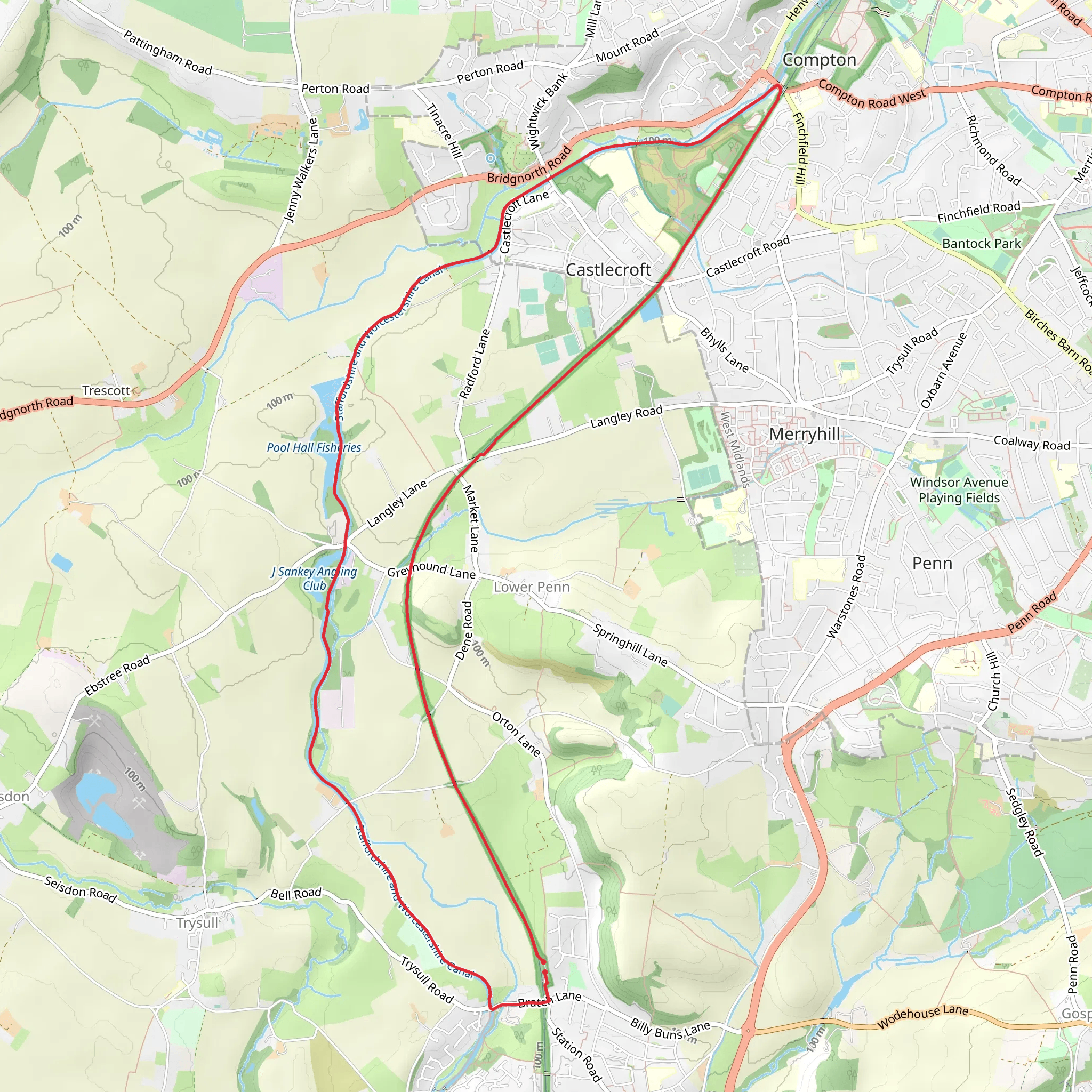 Wombourne to Compton Loop mobile static map