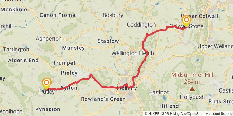 Wye to the Thames - Hereford to Oxford stage 2 Map
