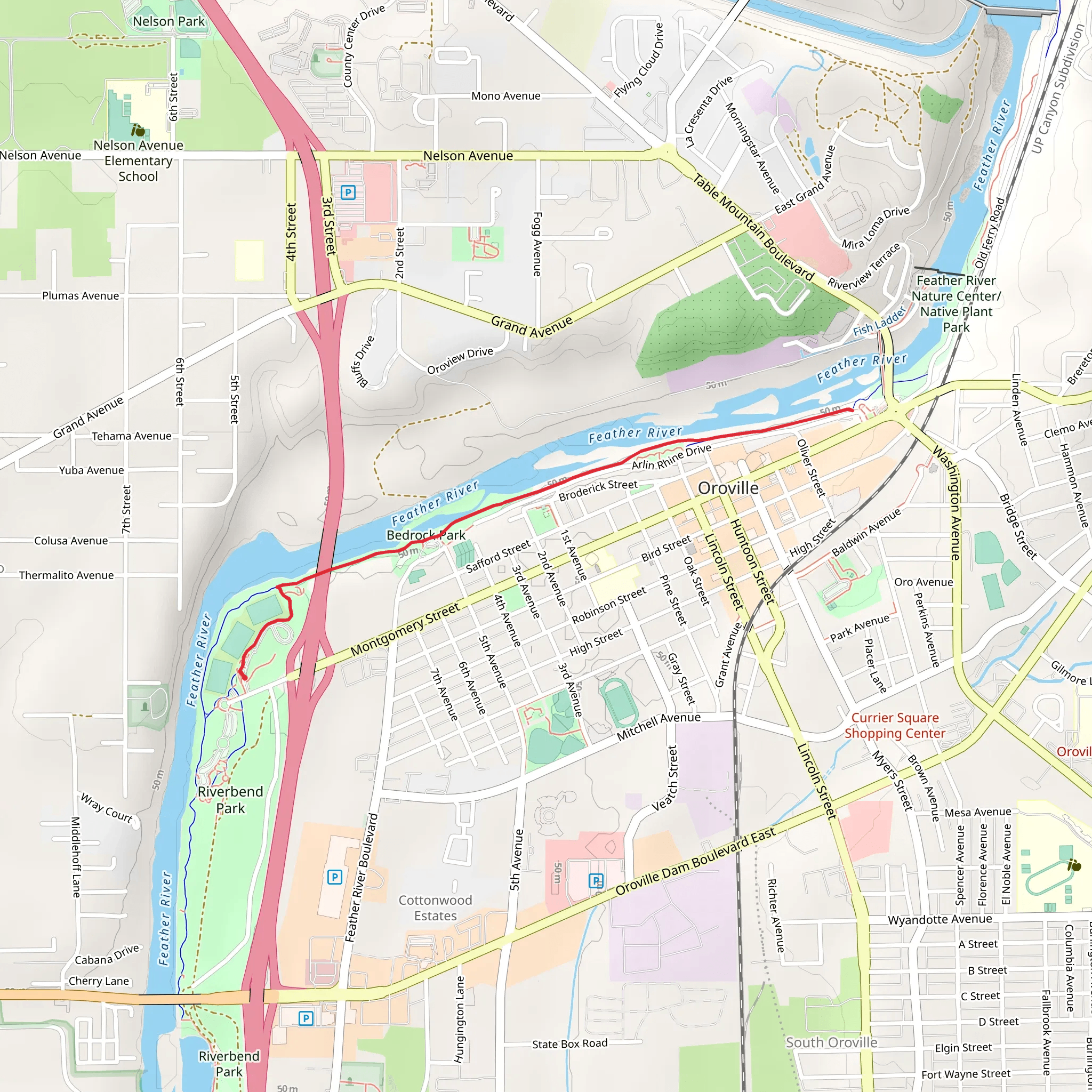 Walk along Feather River mobile static map