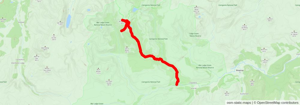 Ben Macdui - Carn a' Mhaim via Derry Lodge from Linn of Dee stage 2 Map