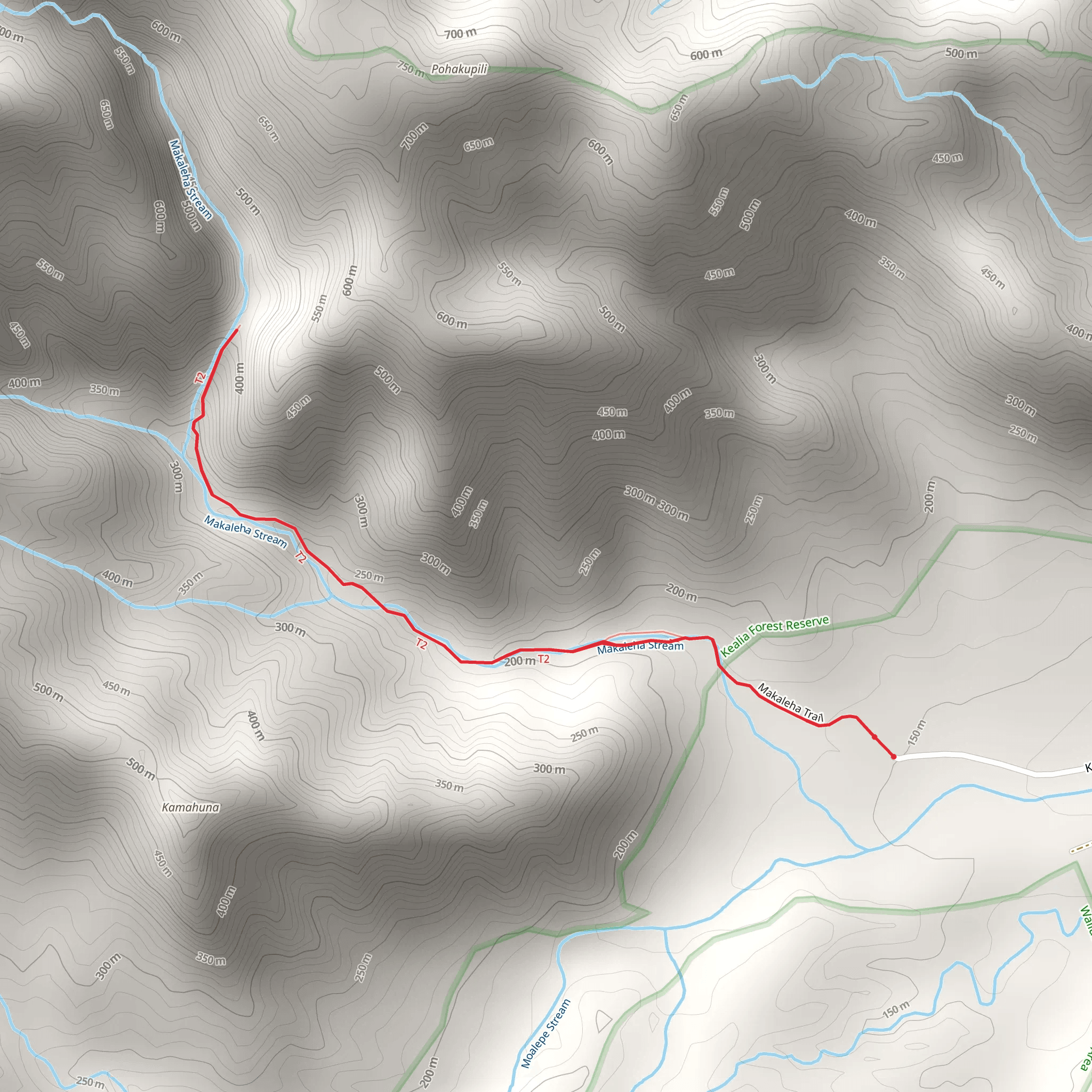 Makaleha Falls Trail mobile static map