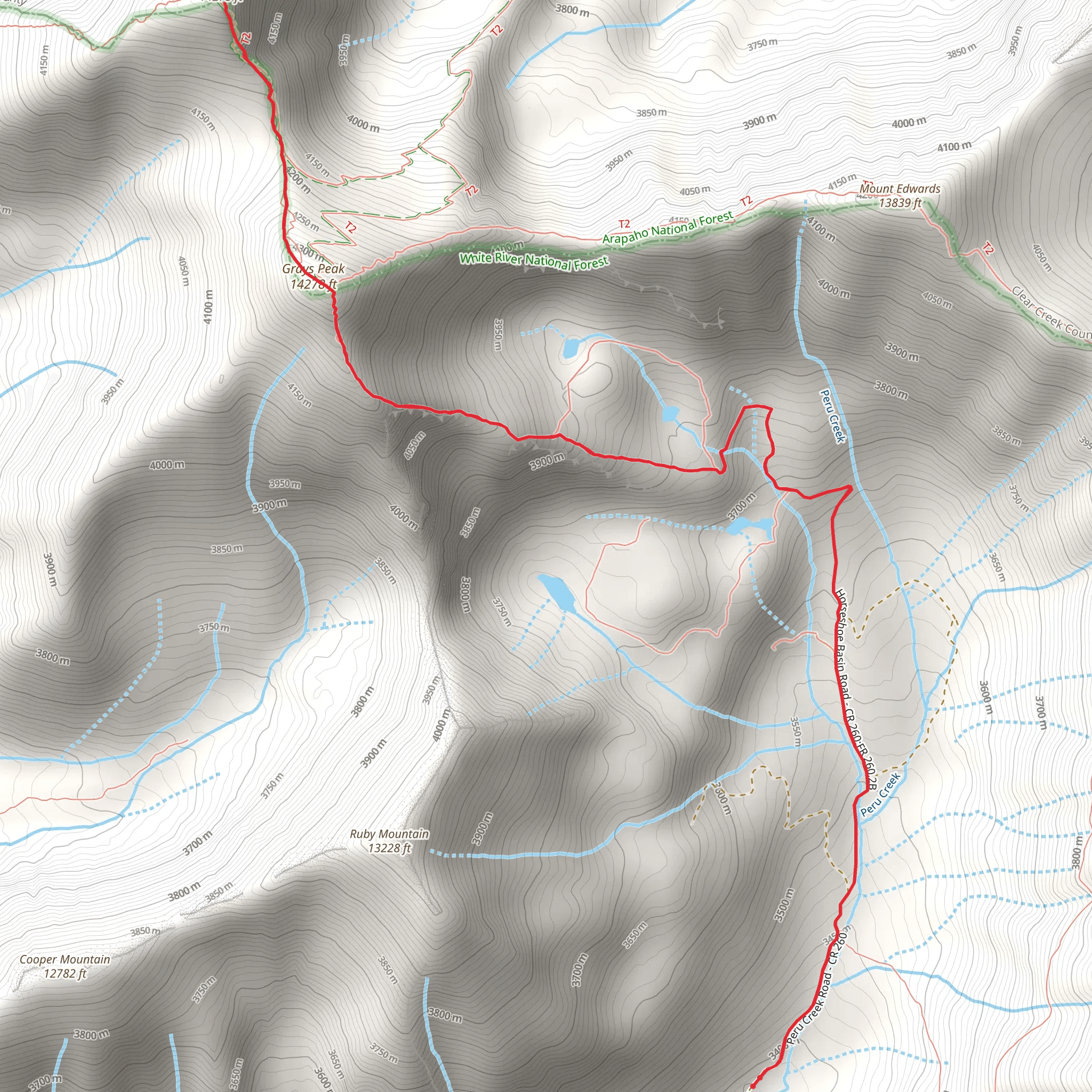 Torreys Peak and Grays Peak Trail mobile static map