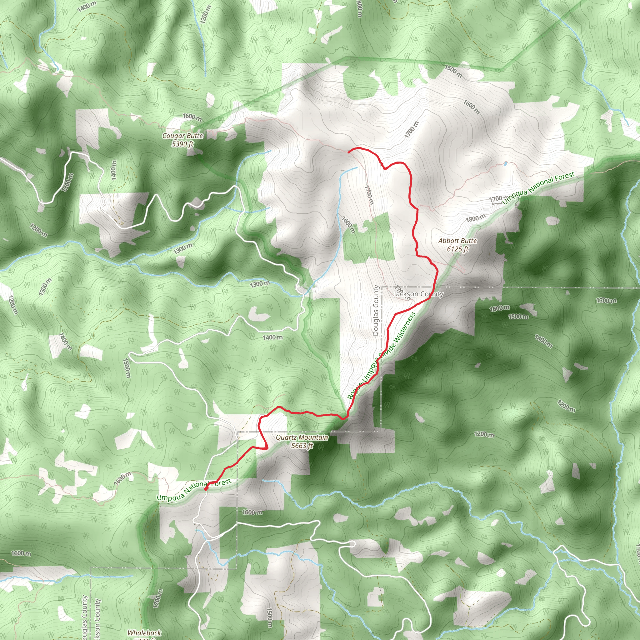 Cougar Butte North Trail via Rogue Umpqua Divide Trail mobile static map