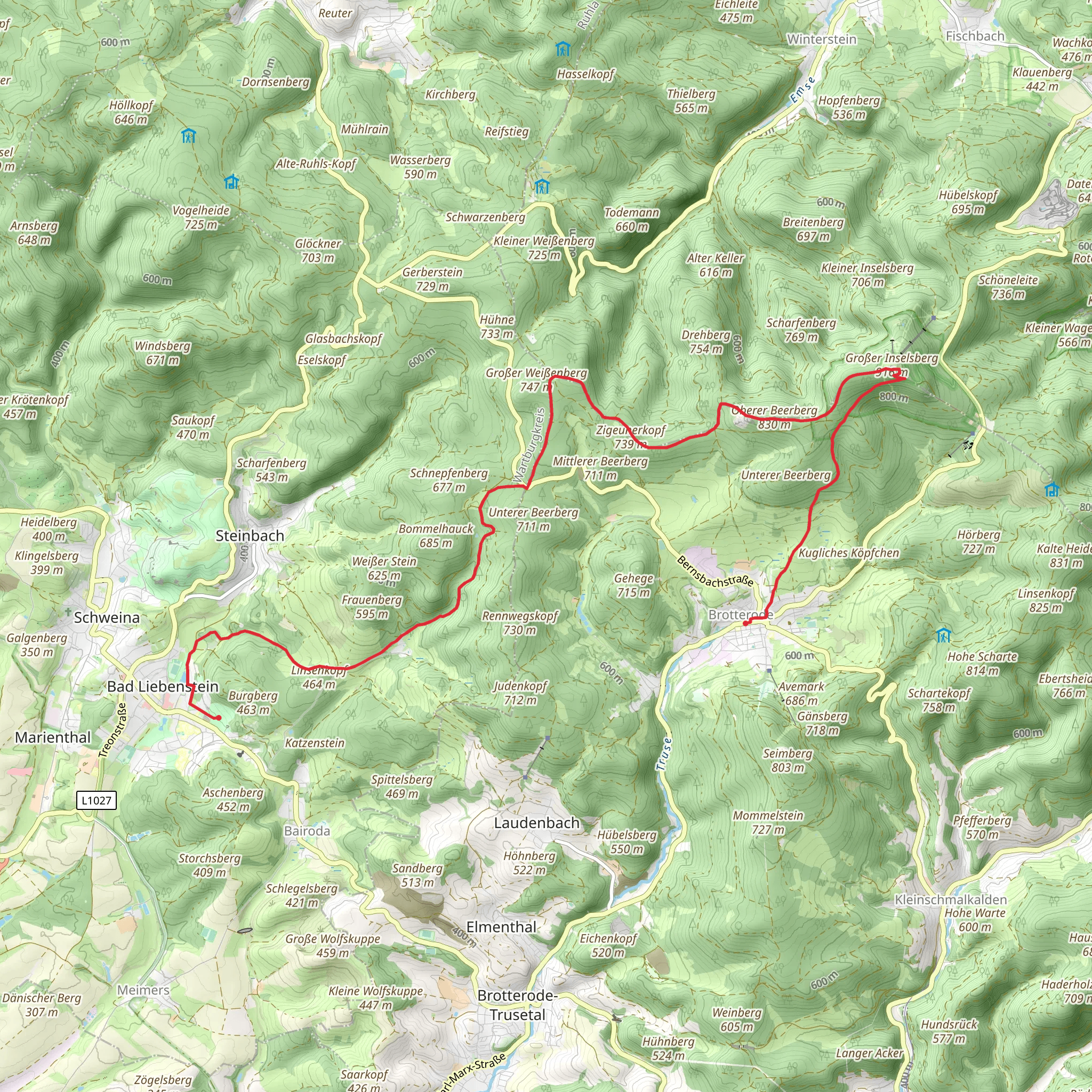 Bad Liebenstein to Brottenrode Walk mobile static map