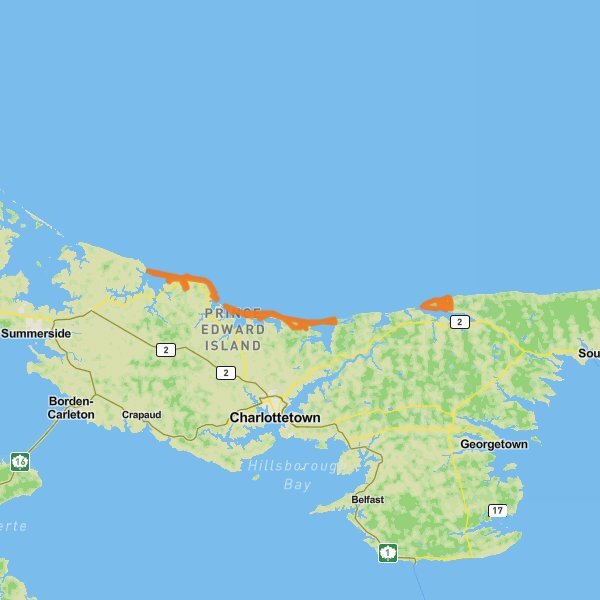 Prince Edward Island National Park of Canada mobile static map