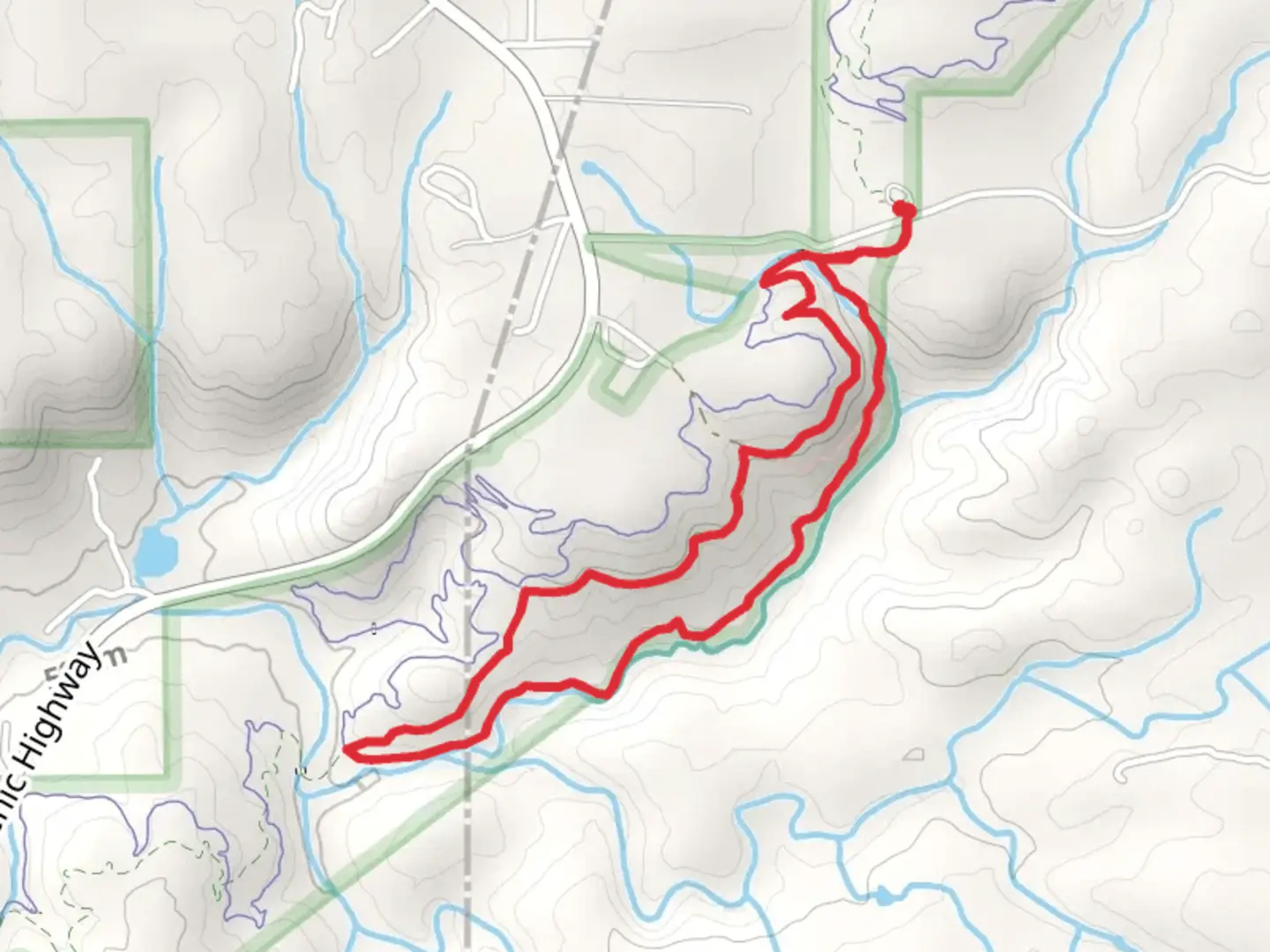 An image depicting the trail Can't Hardly and Cloundland Canyon Connector Loop and its surrounding area.