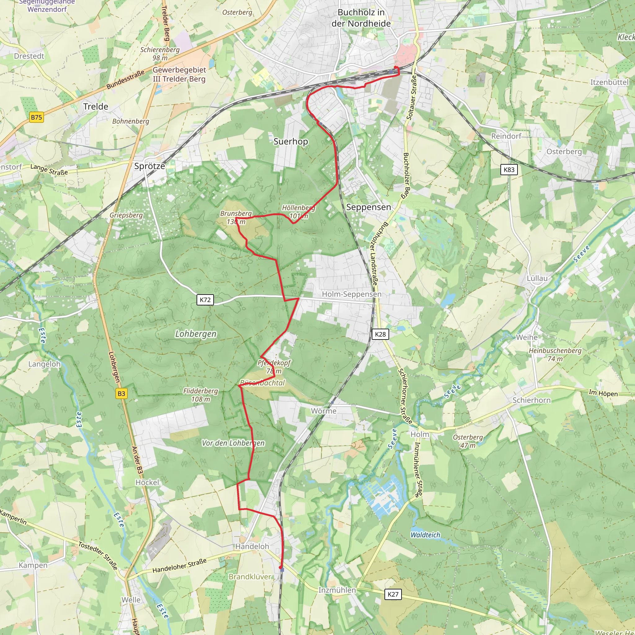 Buchholz to Handeloh Walk via Heidepuzzle Wanderweg mobile static map