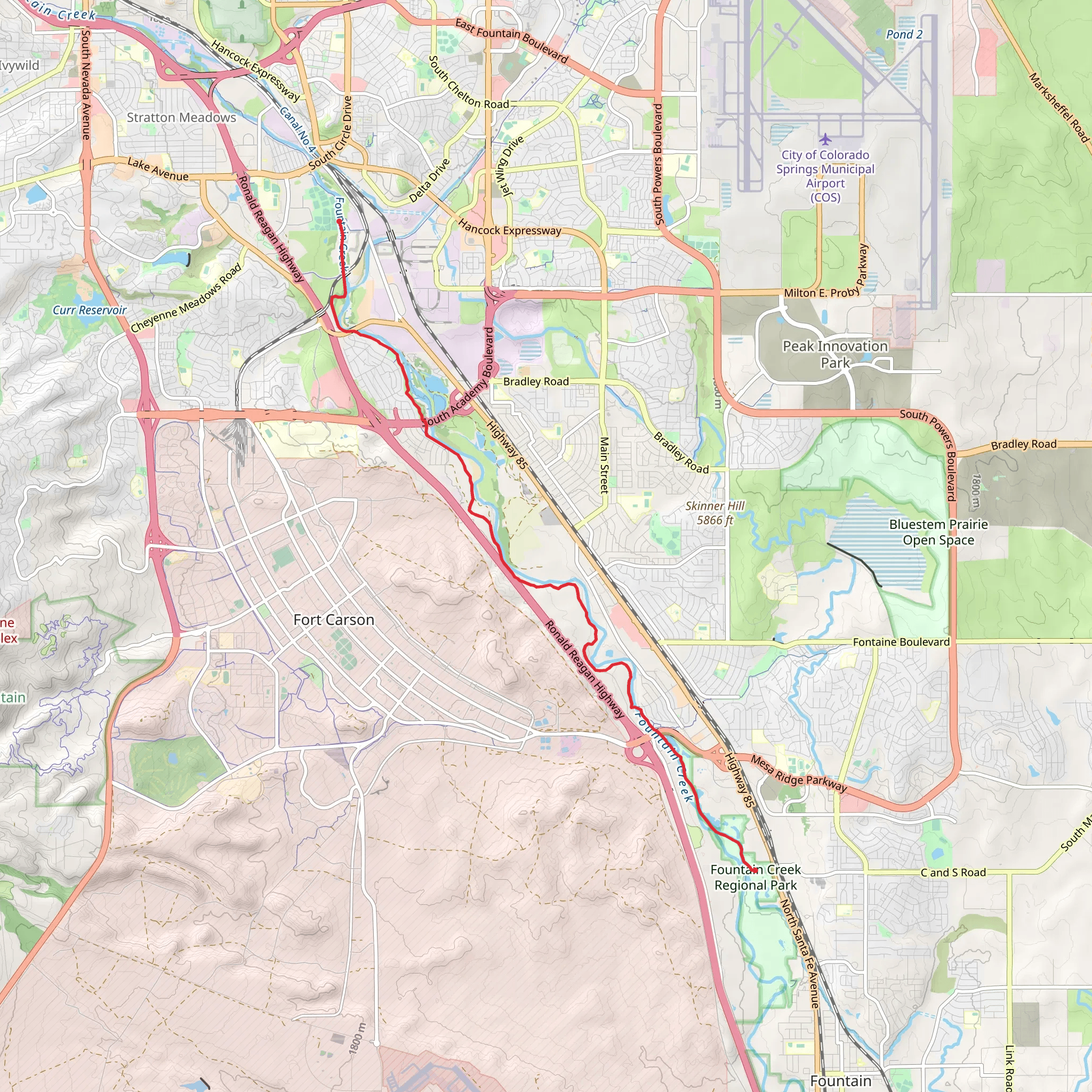 Fountain Creek Regional Trail mobile static map