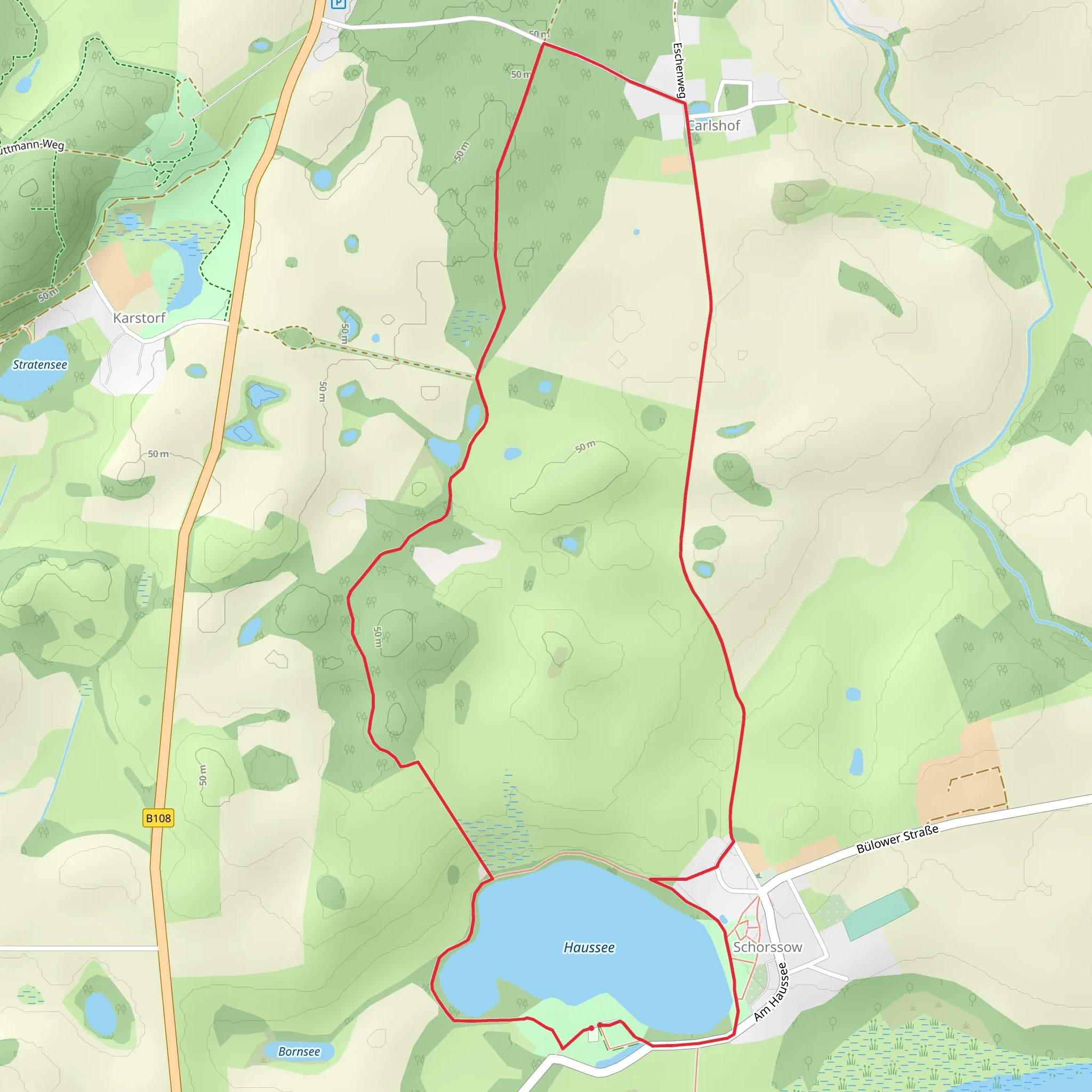 Haussee and Carlshof Loop mobile static map