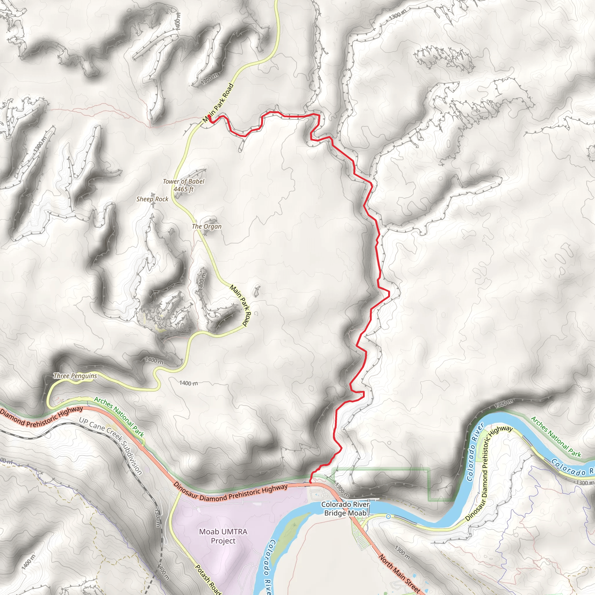 Lower Courthouse Wash Trail mobile static map