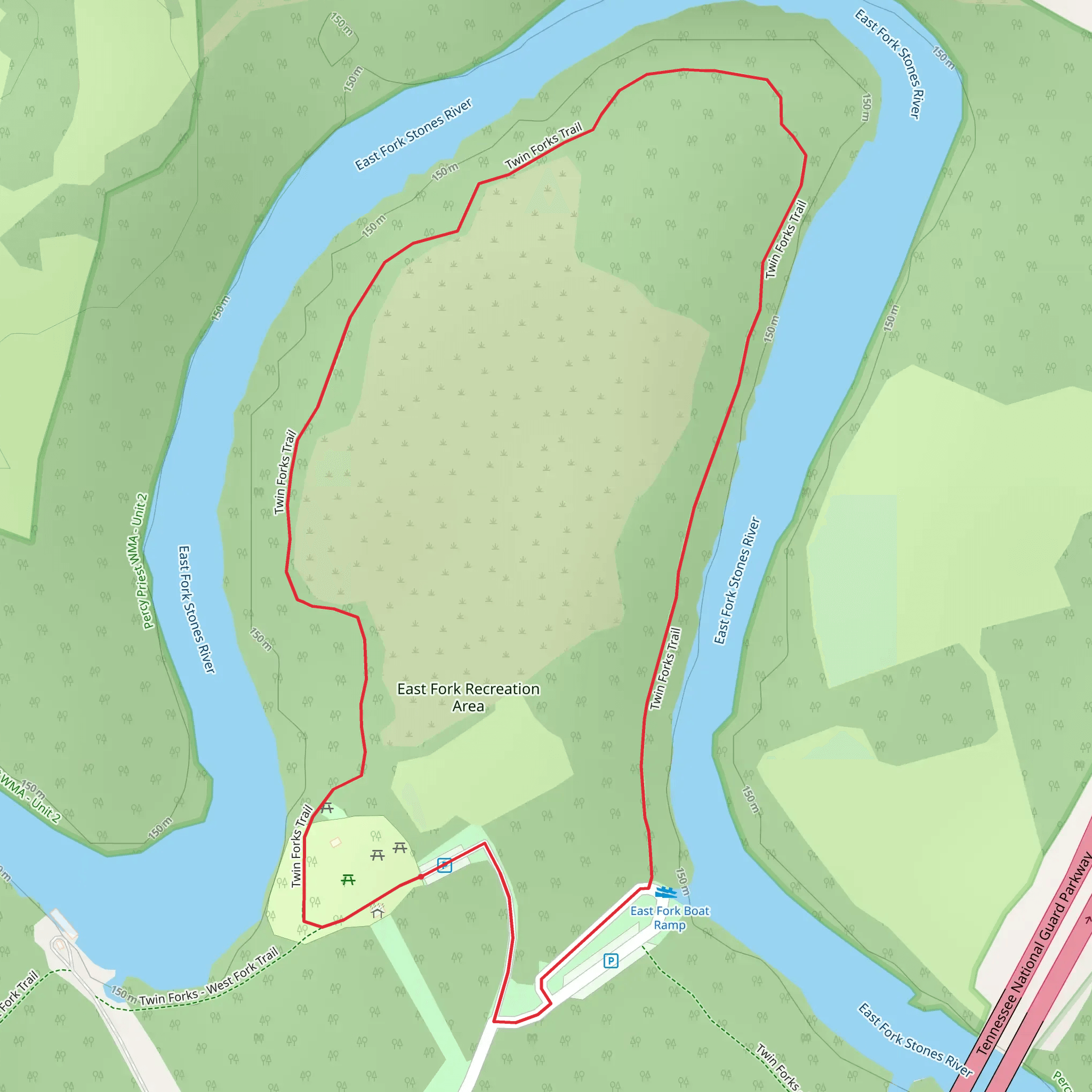 Twin Forks Loop Trail mobile static map