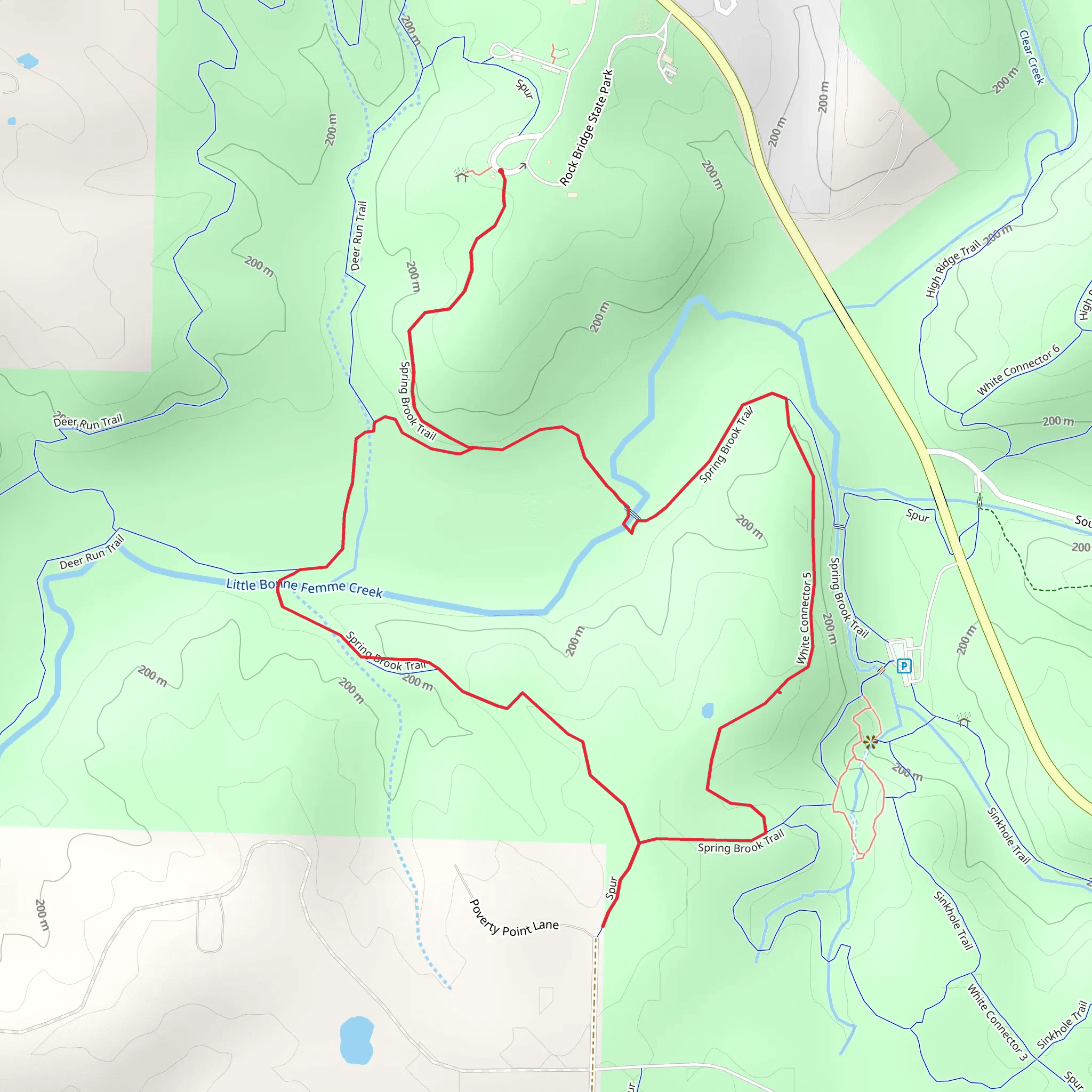 White Connector 5 and Spring Brook Loop Trail mobile static map