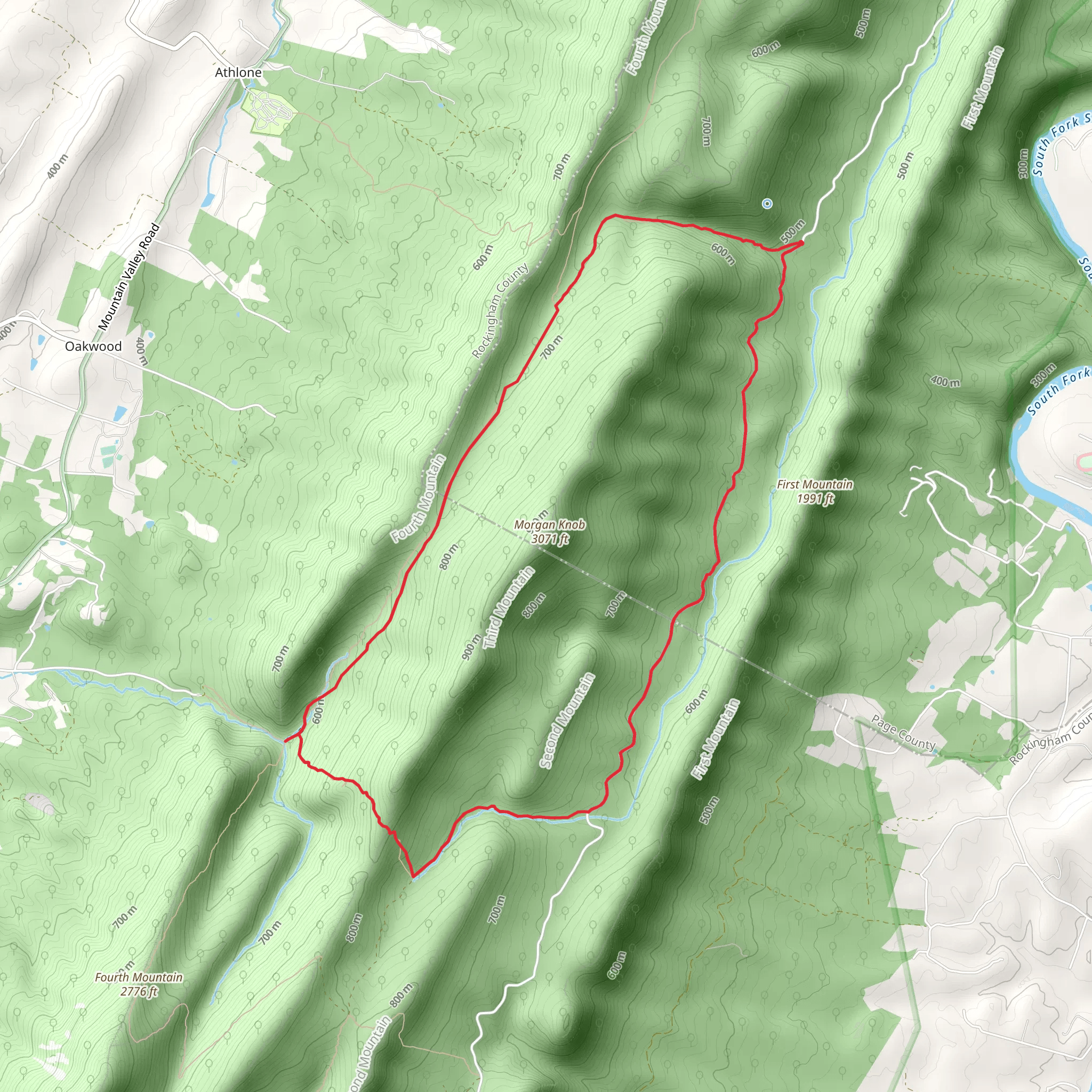 Cub Run, Fridley's Gap and Massanutten South Loop Trail mobile static map