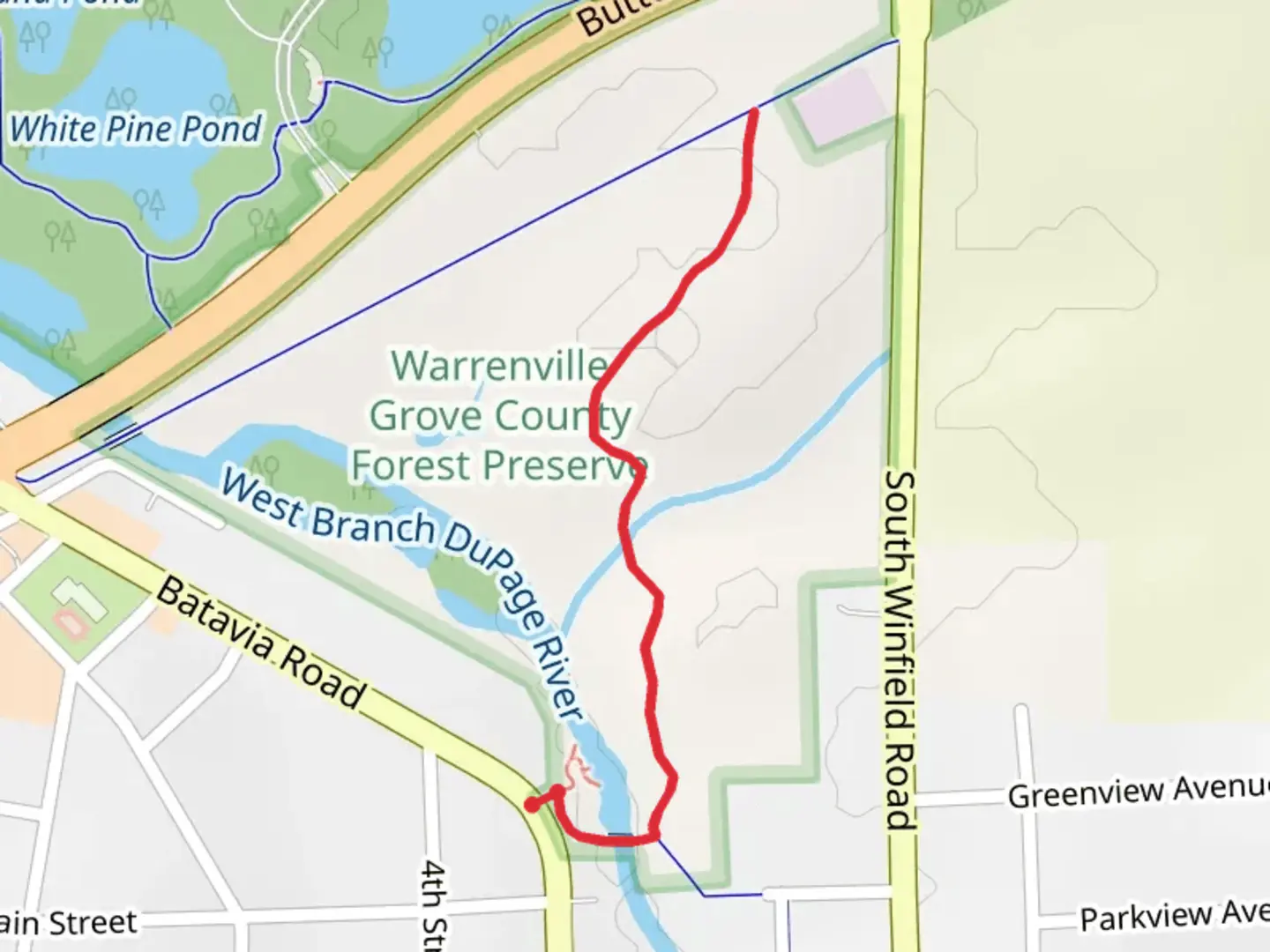 An image depicting the trail Batavia Road and its surrounding area.