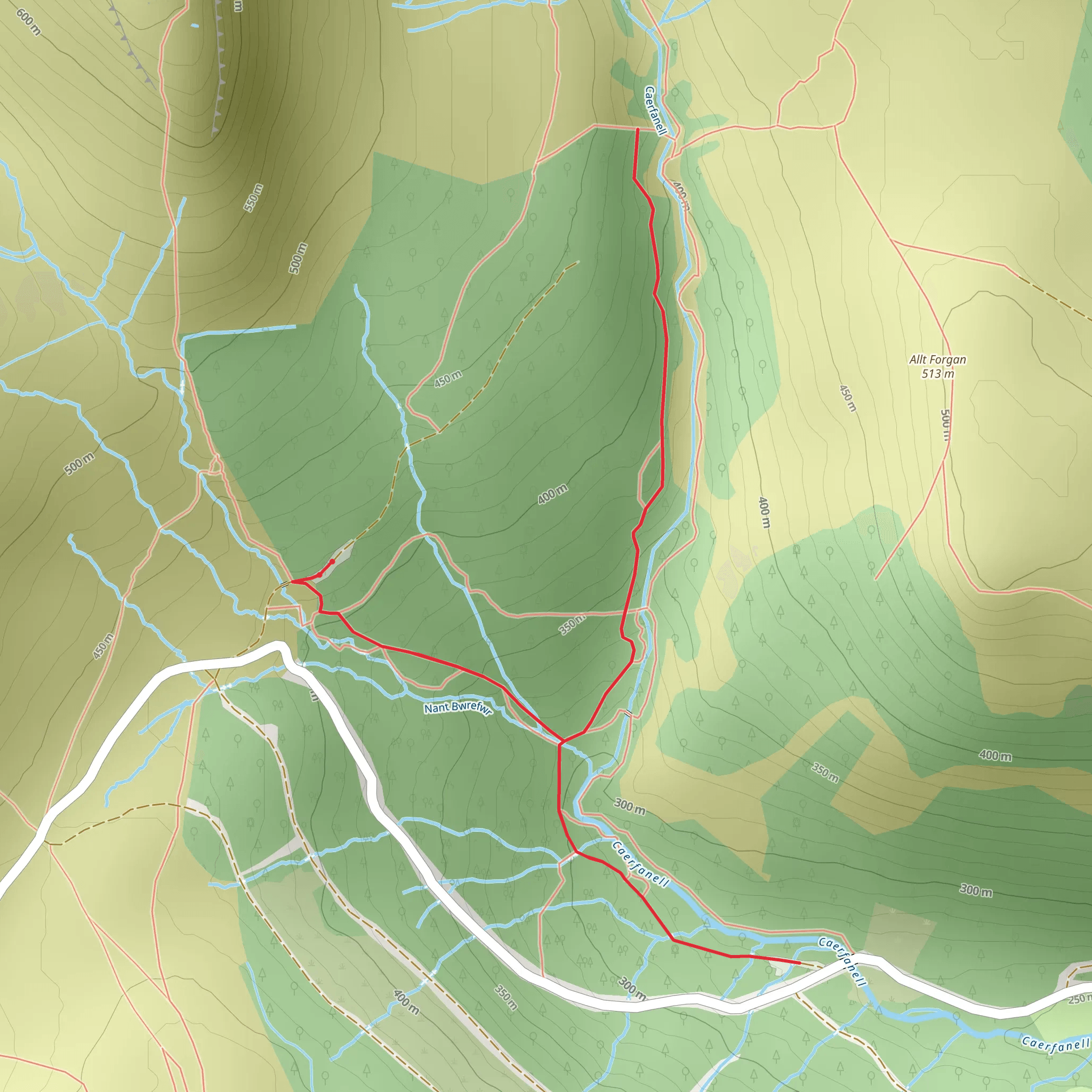Blaen y Glyn Waterfalls Walk mobile static map