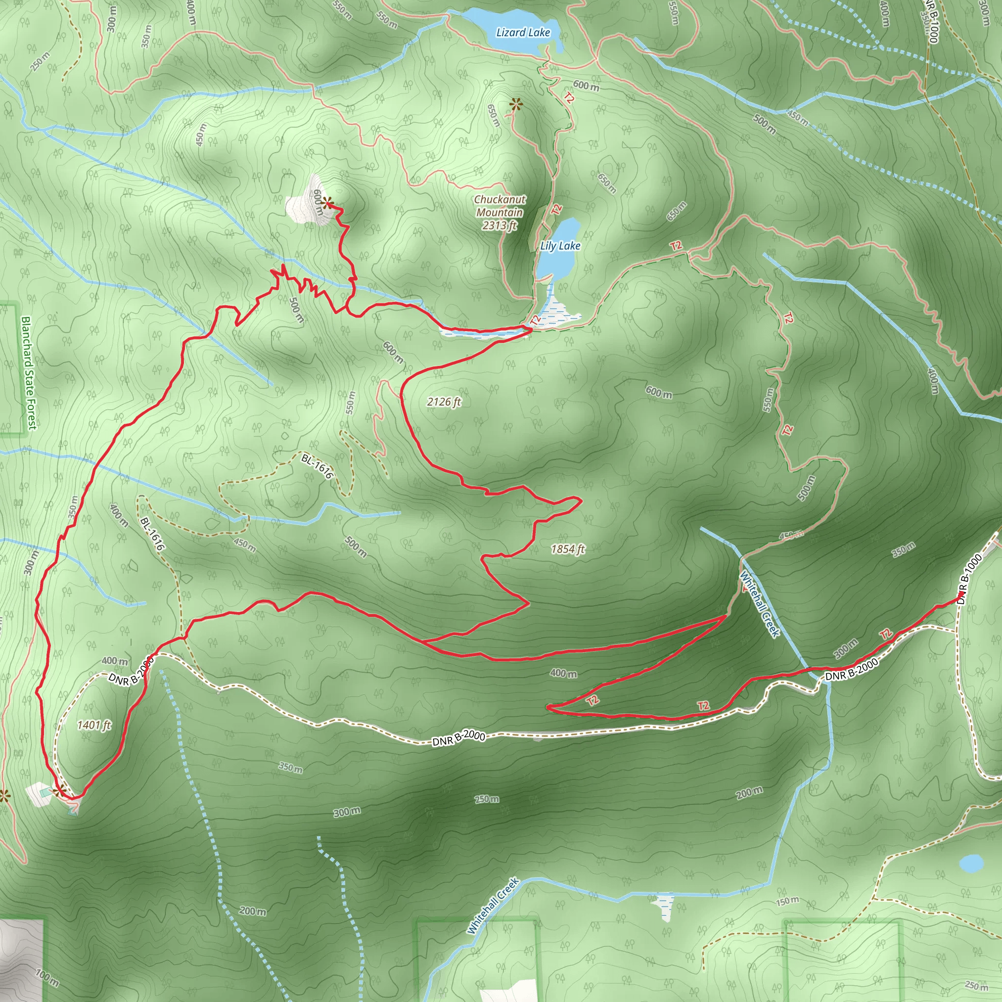 Oyster Dome Trail and Max's Shortcut mobile static map
