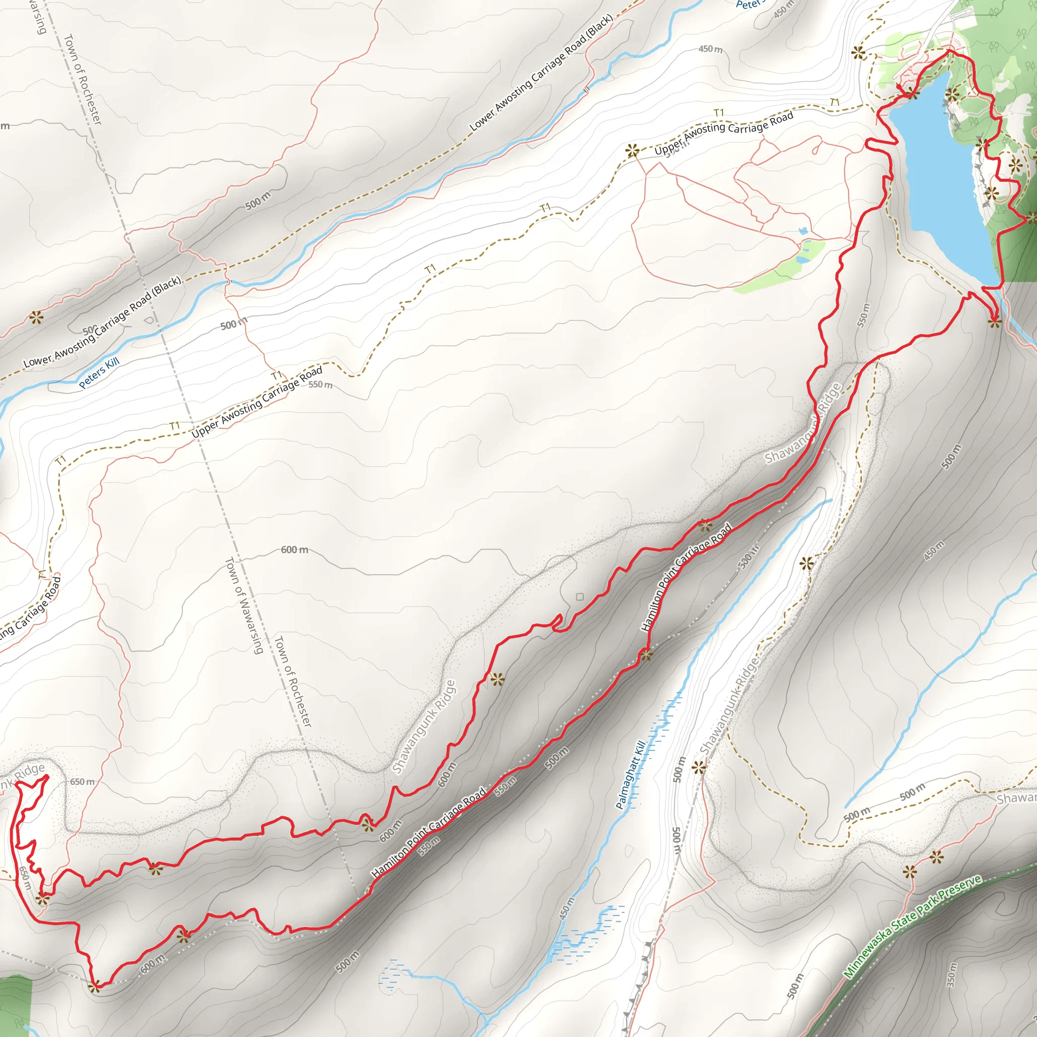 Castle Point and Lake Minnewaska Loop mobile static map