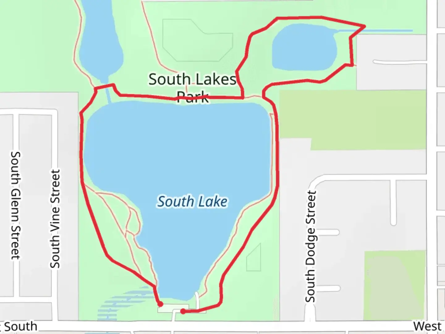 An image depicting the trail South Lake Loop and its surrounding area.