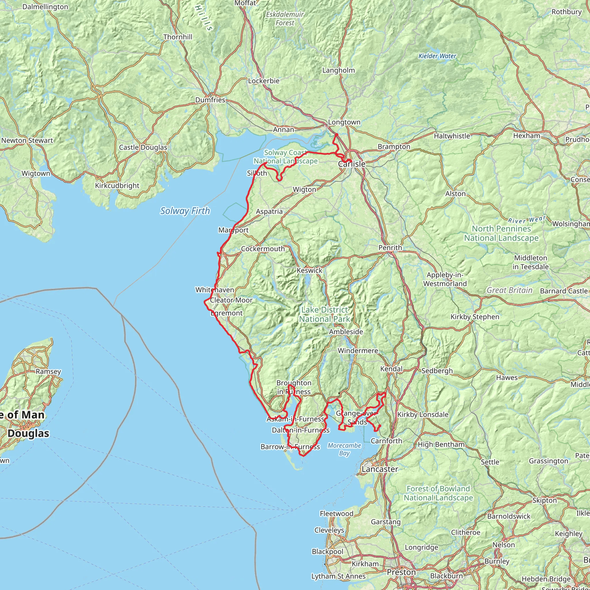 Cumbria Coastal Way mobile static map