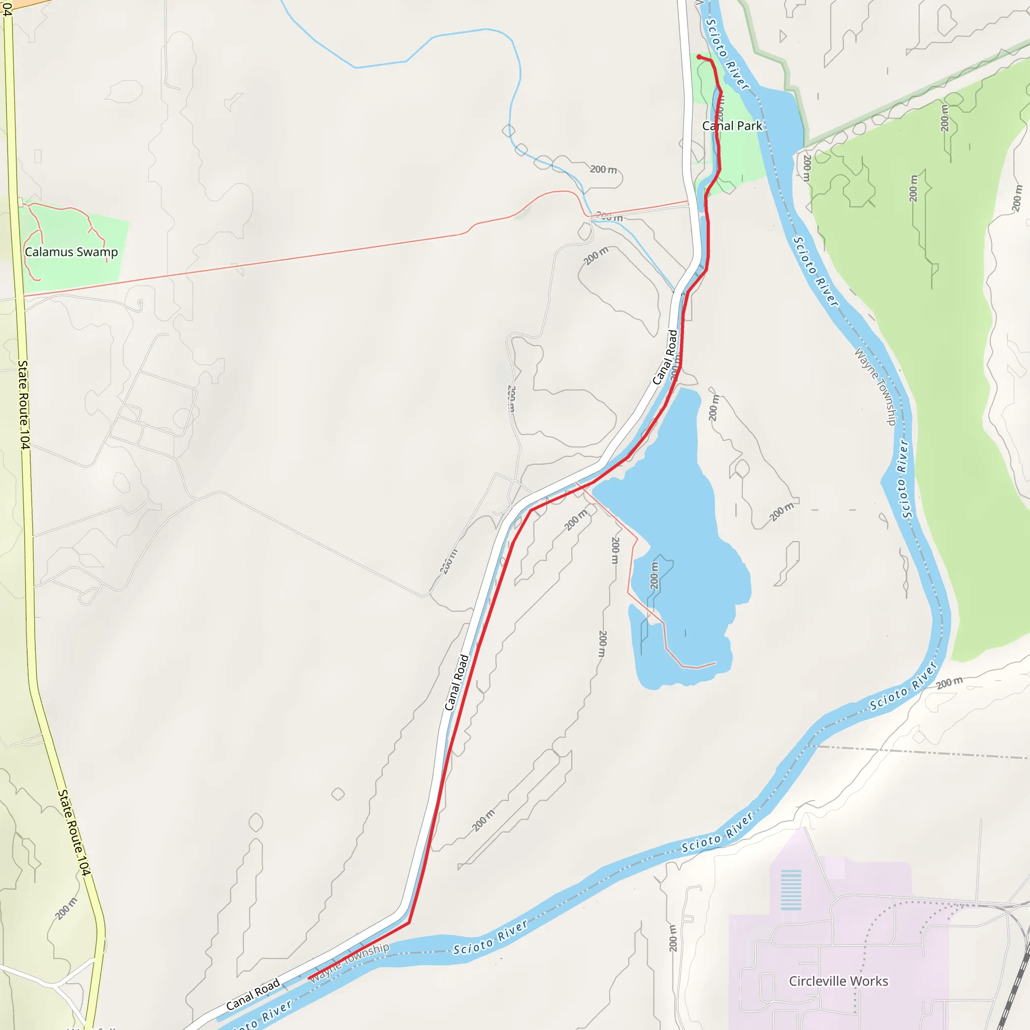 Walk along Scioto River mobile static map