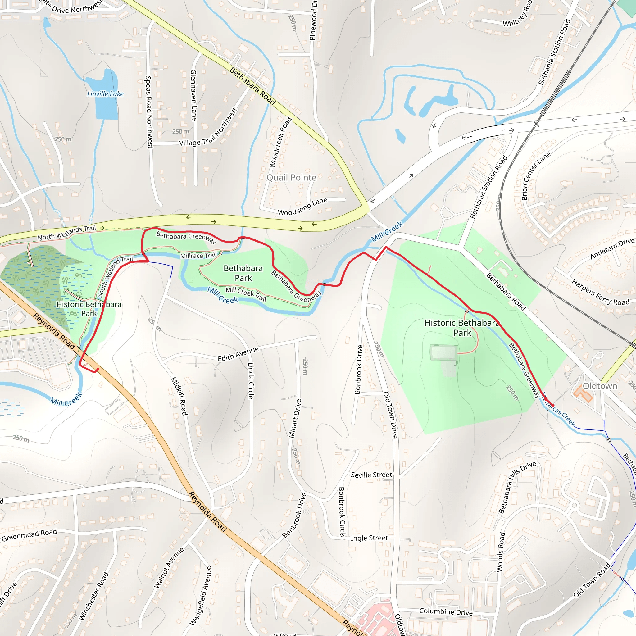 Bethabara Greenway mobile static map