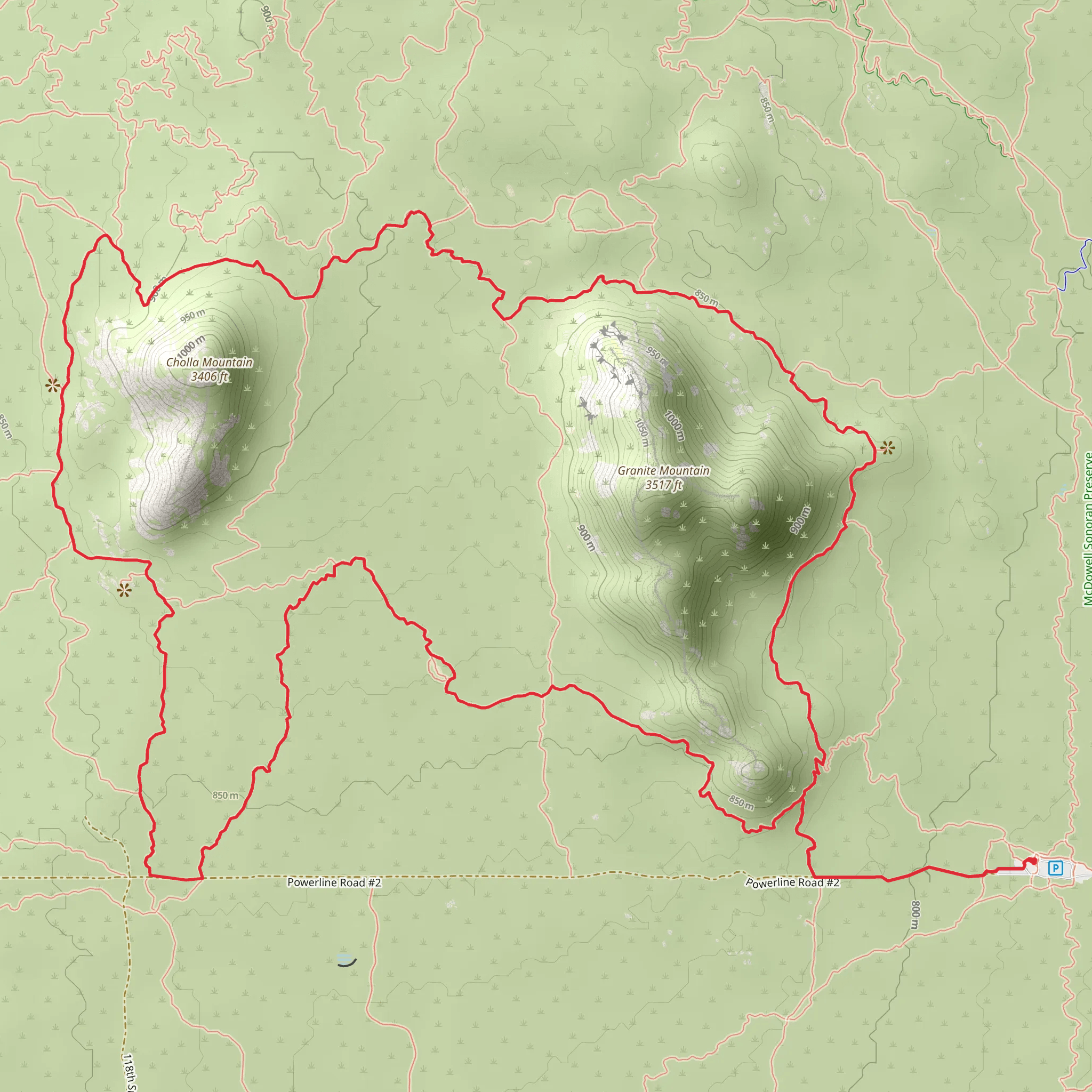 Cholla Mountain and Balanced Rock Loop mobile static map