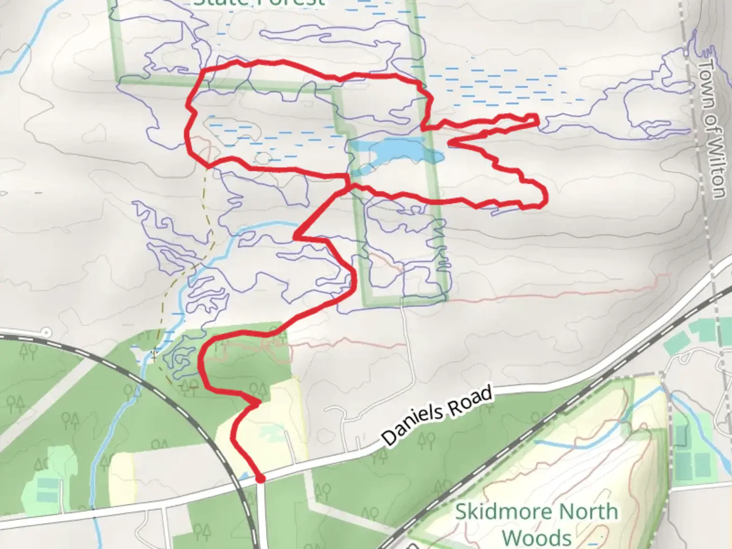 An image depicting the trail Carriage Trail, Main Trail and Bee Trail Loop and its surrounding area.