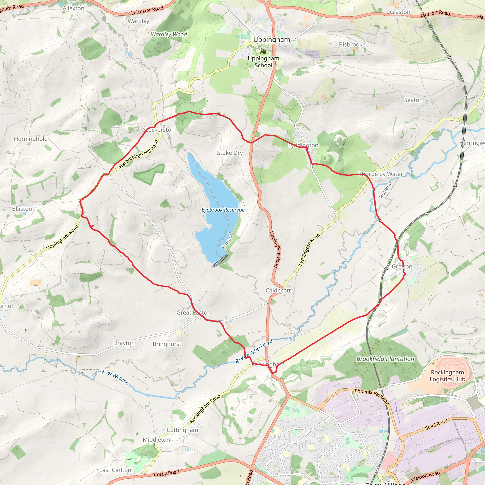 Stockerston - Great Easton and Gretton from Lyddington mobile static map