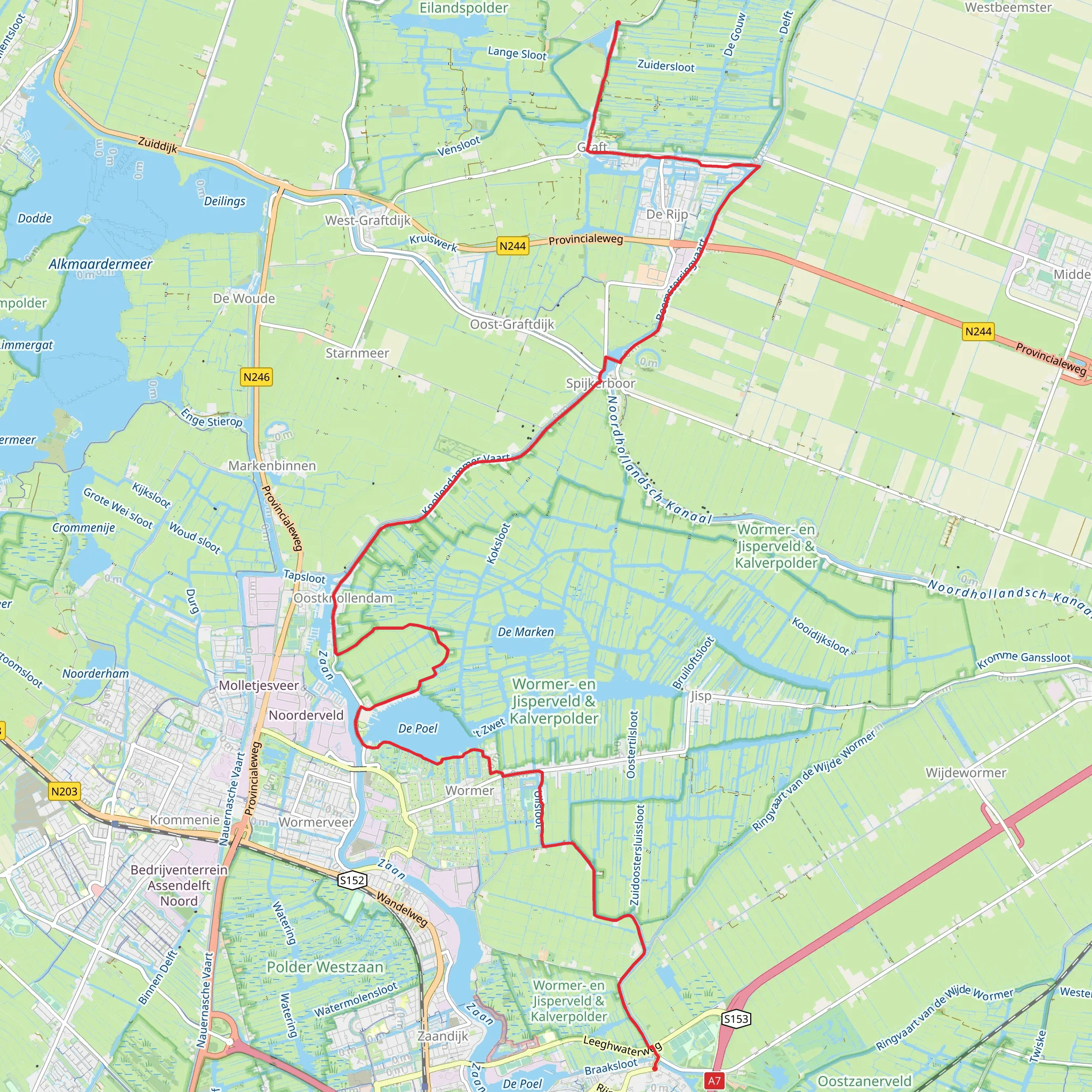 Schipbeek to t Meertje via De Poel and Mieuwijdt mobile static map