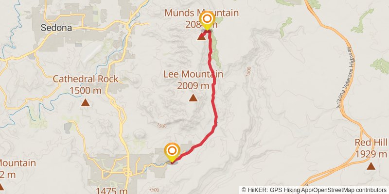Munds Mountain via Jacks Canyon Trail stage 2 Map
