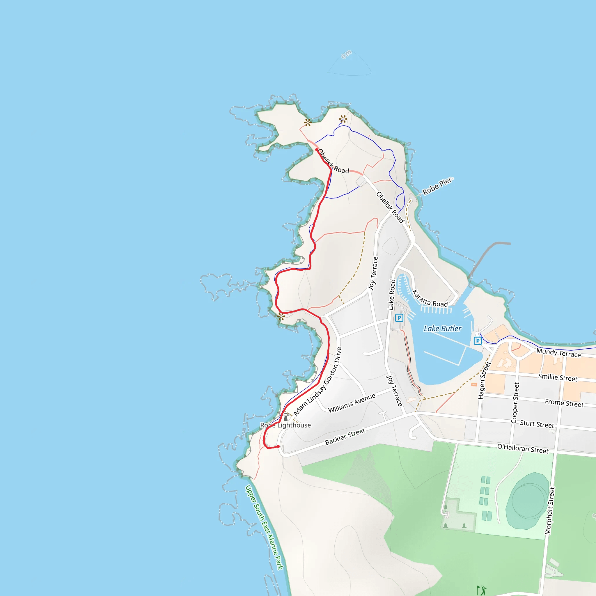 Obelisk to Lighthouse Robe Walking Trail mobile static map