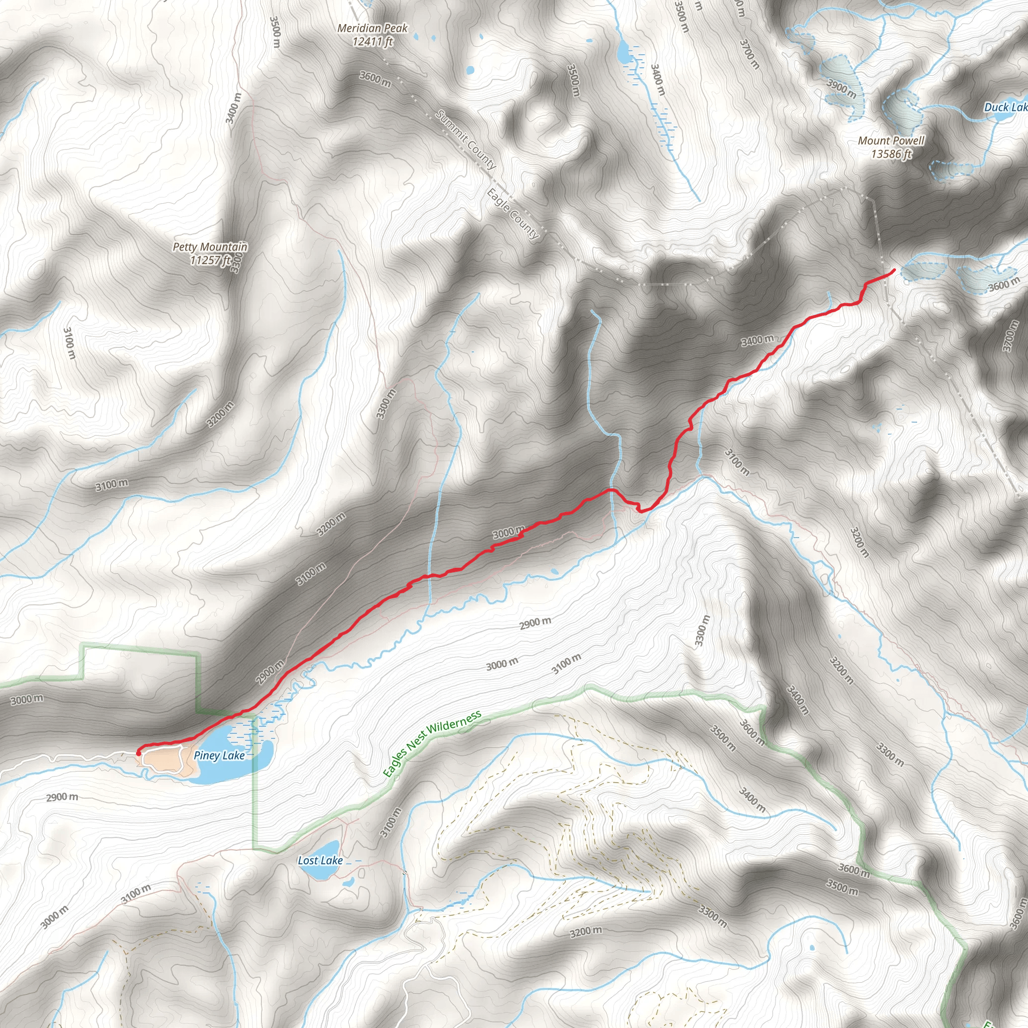 Upper Piney and Knee Knocker Saddle Trail mobile static map