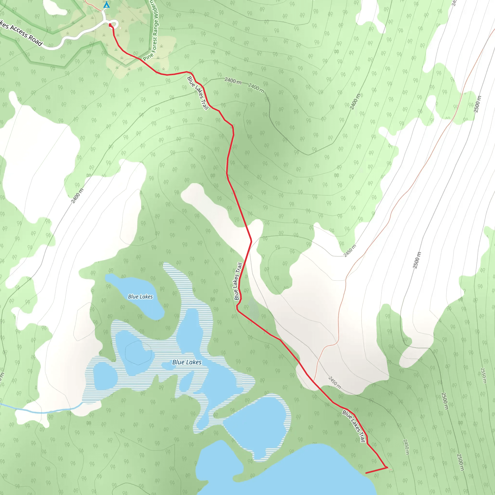 Blue Lakes Trail mobile static map