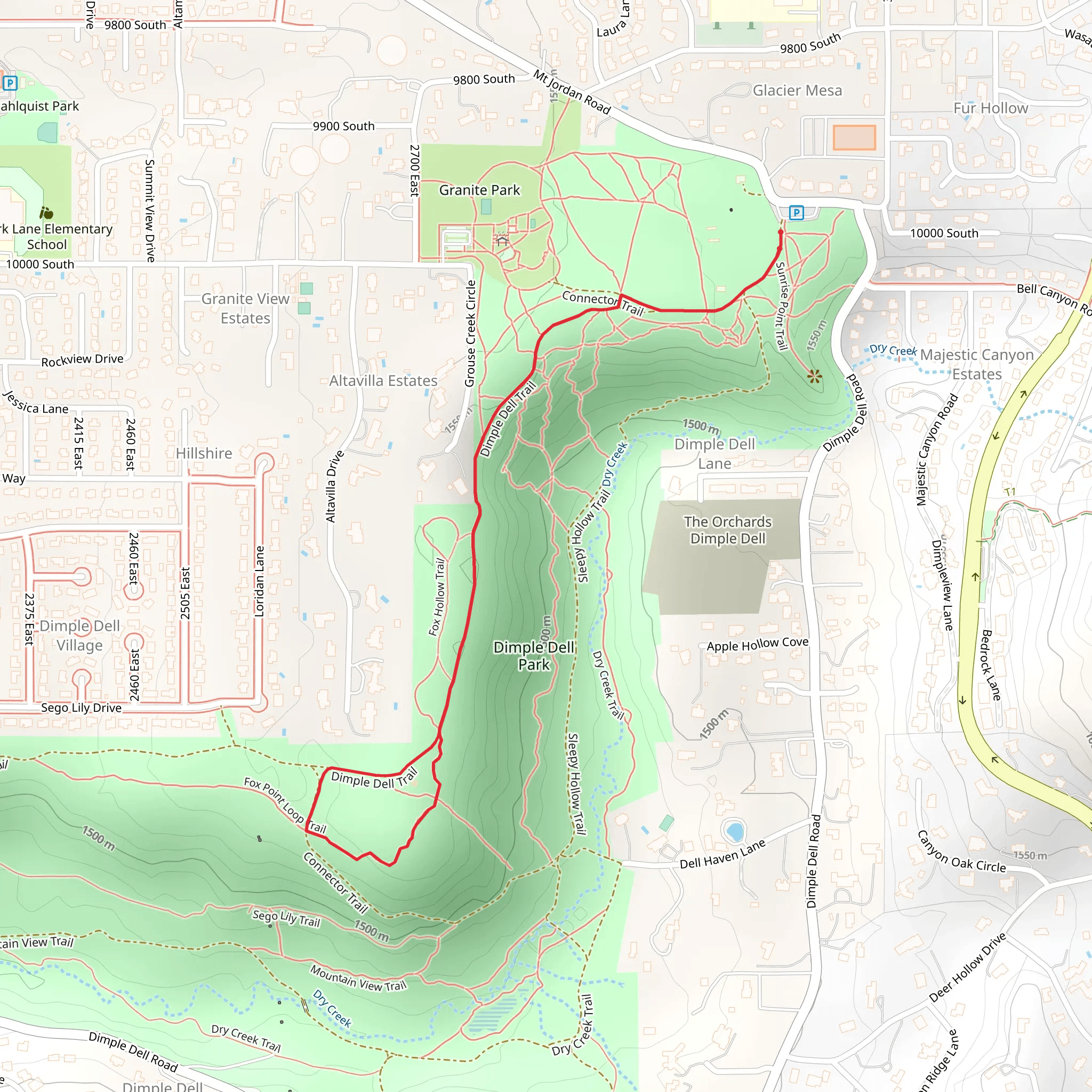 Dimple Dell Trail and Fox Point Loop Trail mobile static map