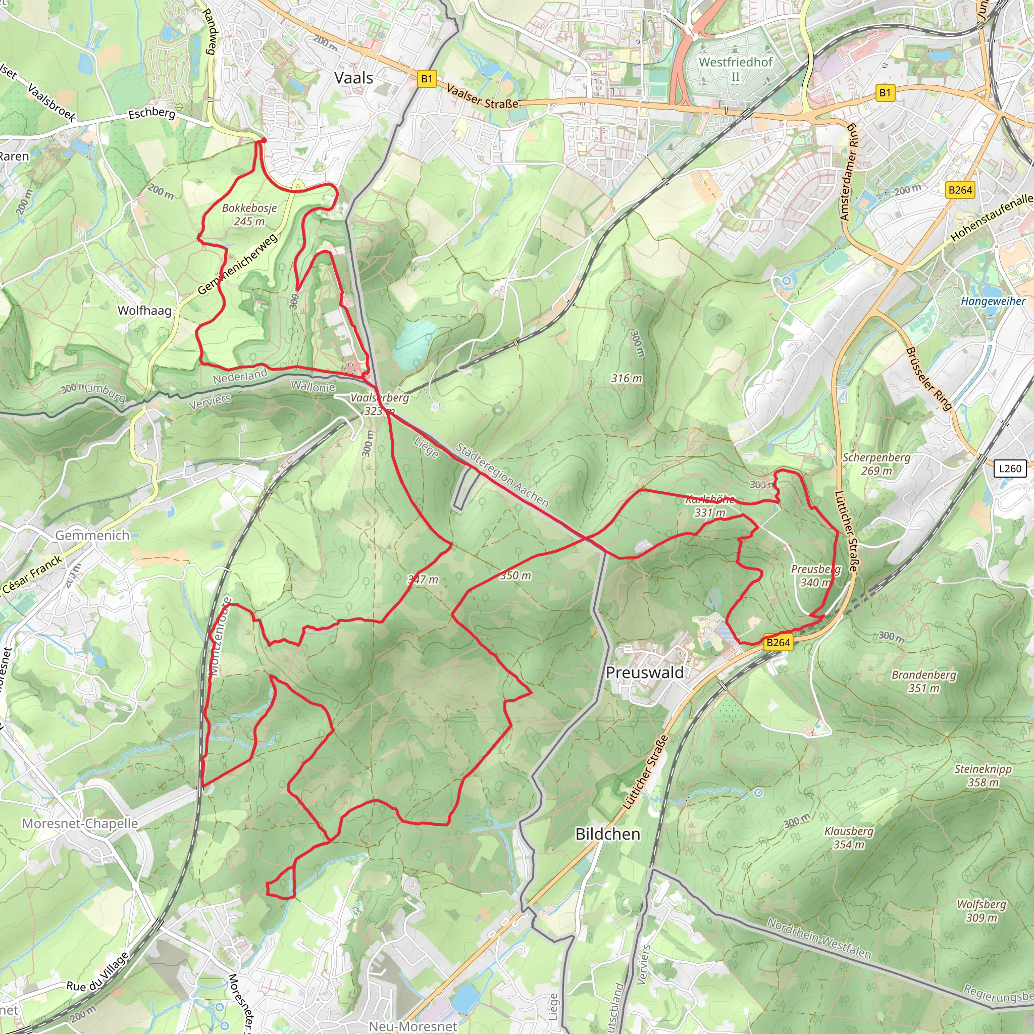 Kronprinzenrast, Bois de Preus and Preusbosch and Wilhelminatoren Loop mobile static map