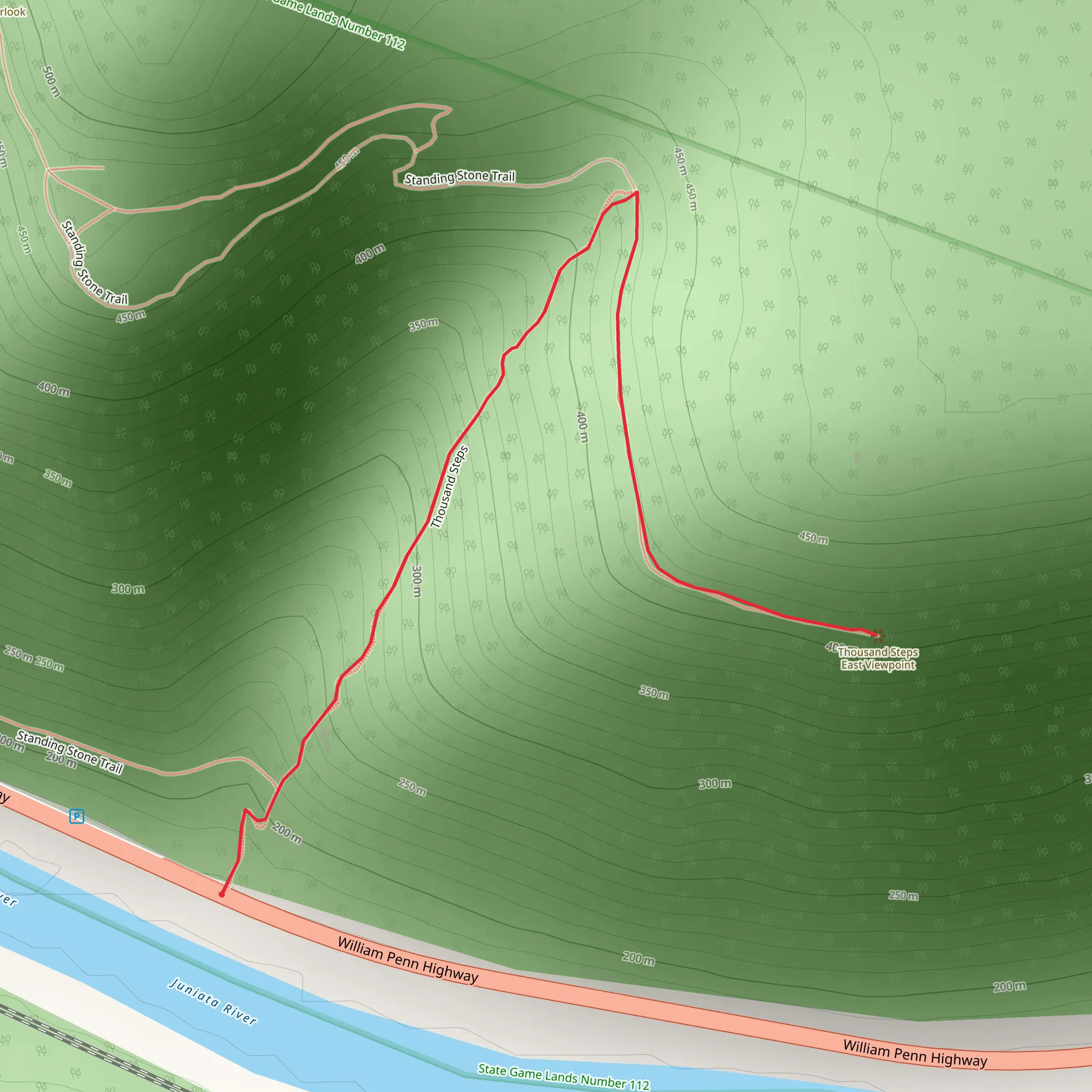 Thousand Steps East Viewpoint Trail mobile static map