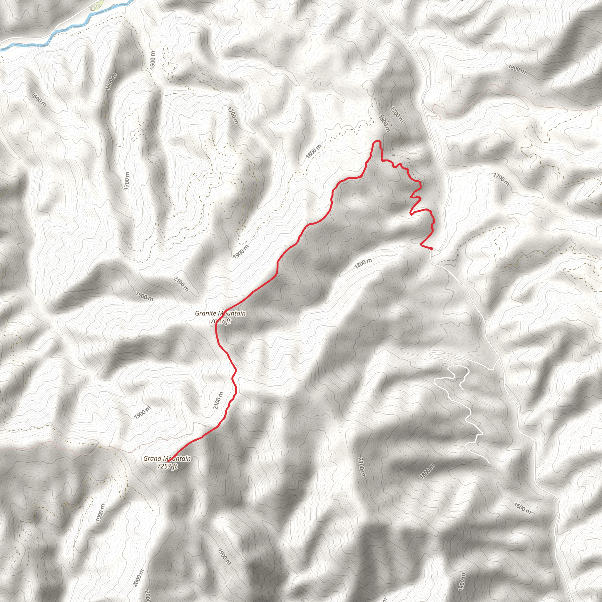 Grand Mountain and Granite Mountain from Swanholm Road mobile static map