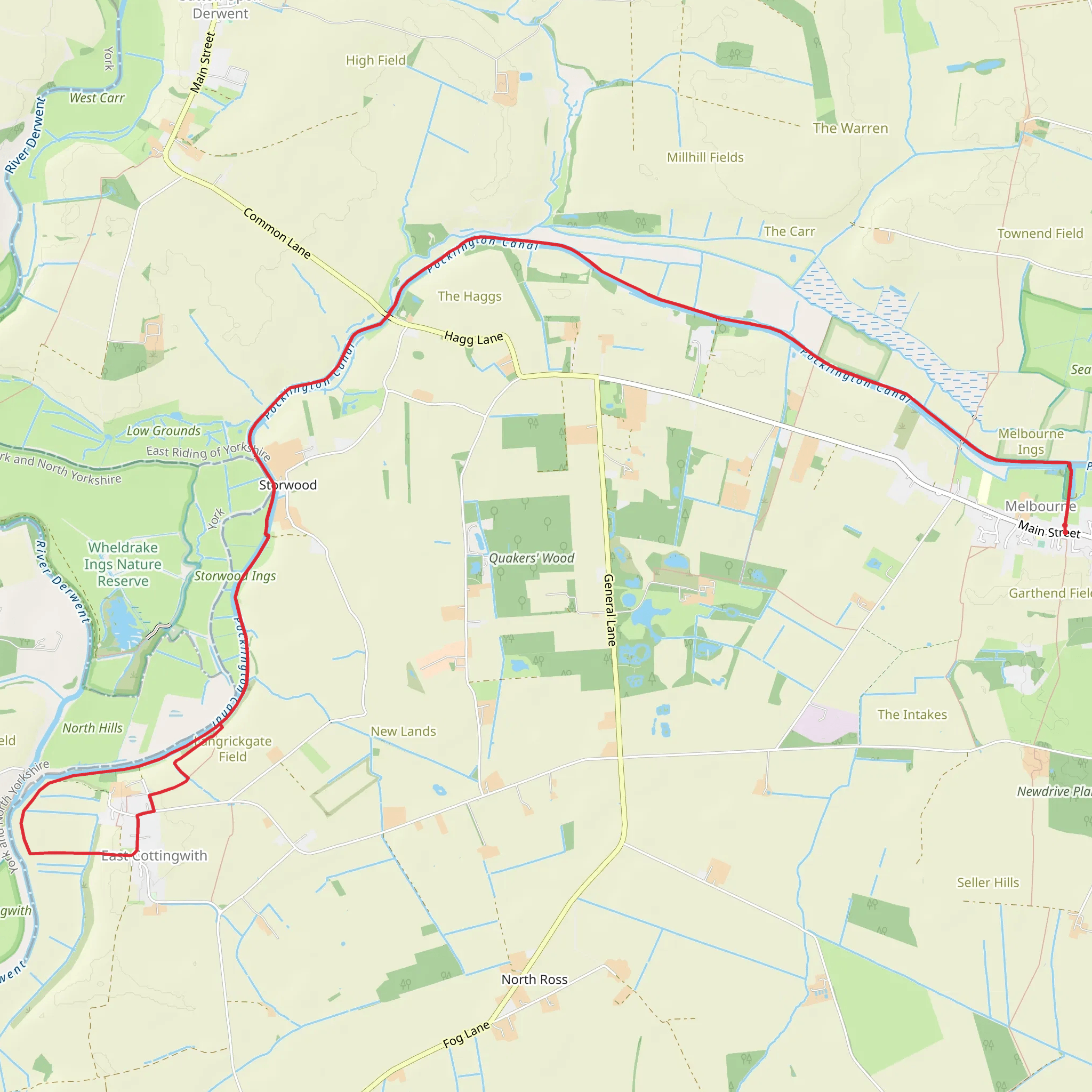 Pocklington Canal - Melbourne and East Cottingwith mobile static map