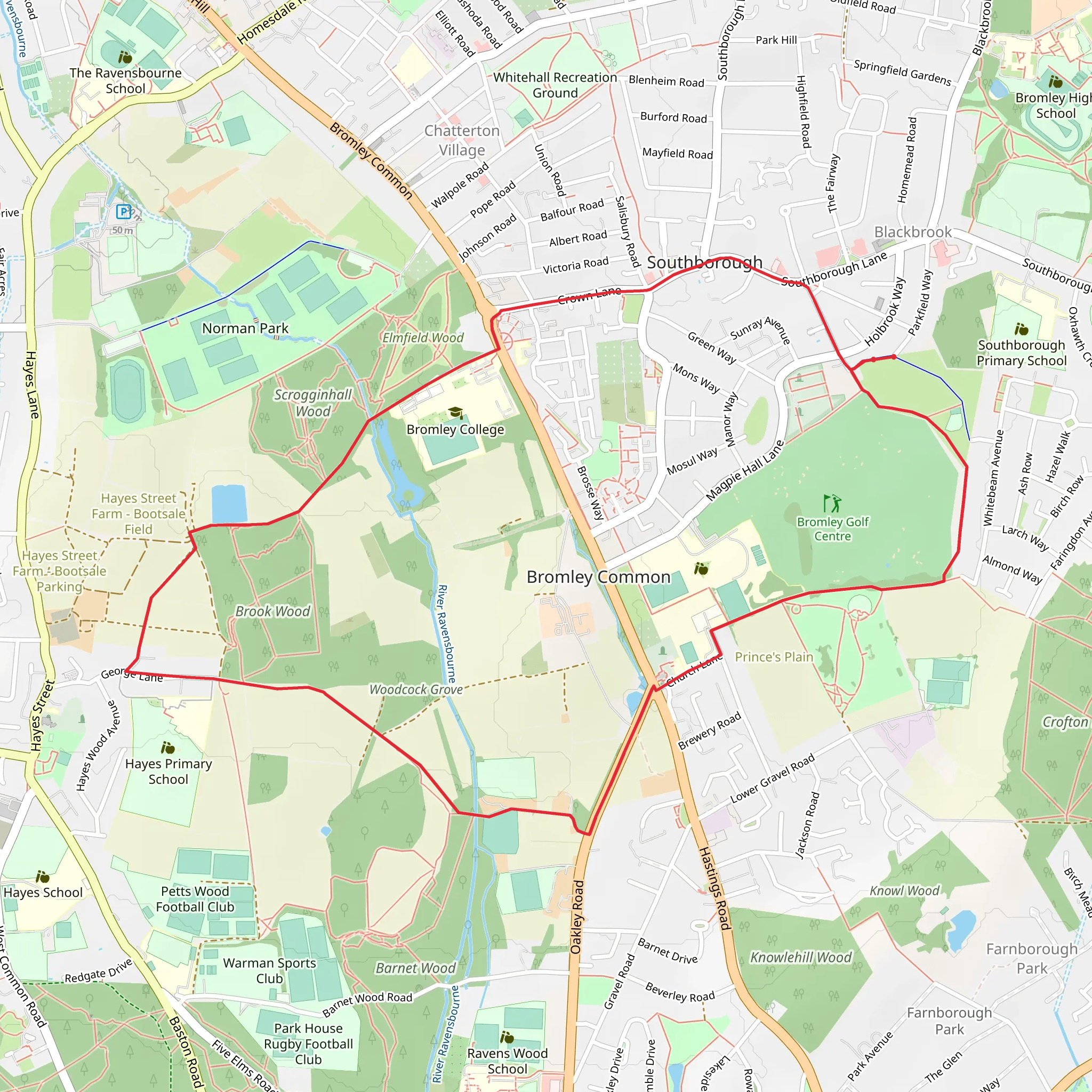 Bromley Common Walk mobile static map