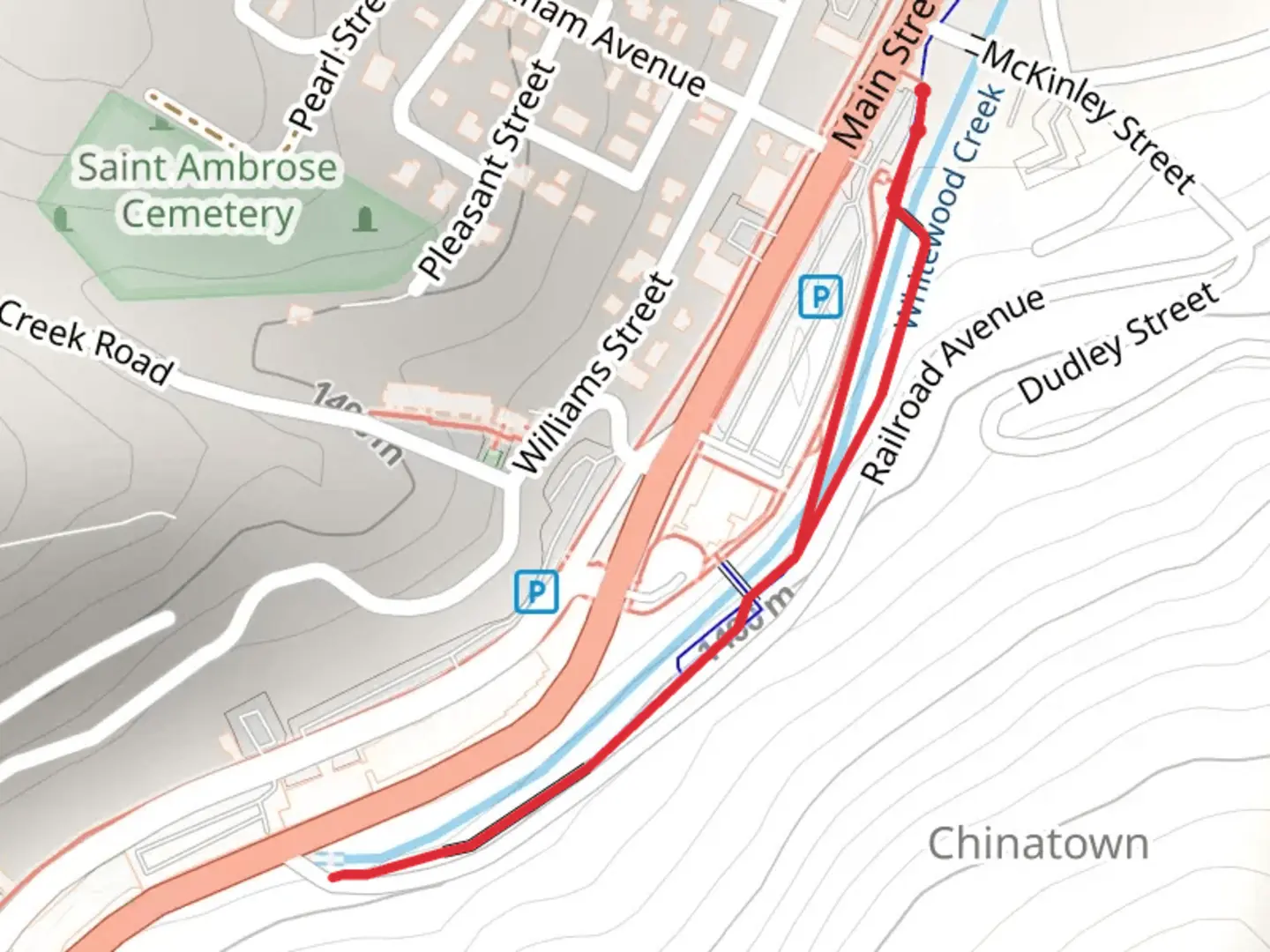 An image depicting the trail Whitewood Creek and its surrounding area.