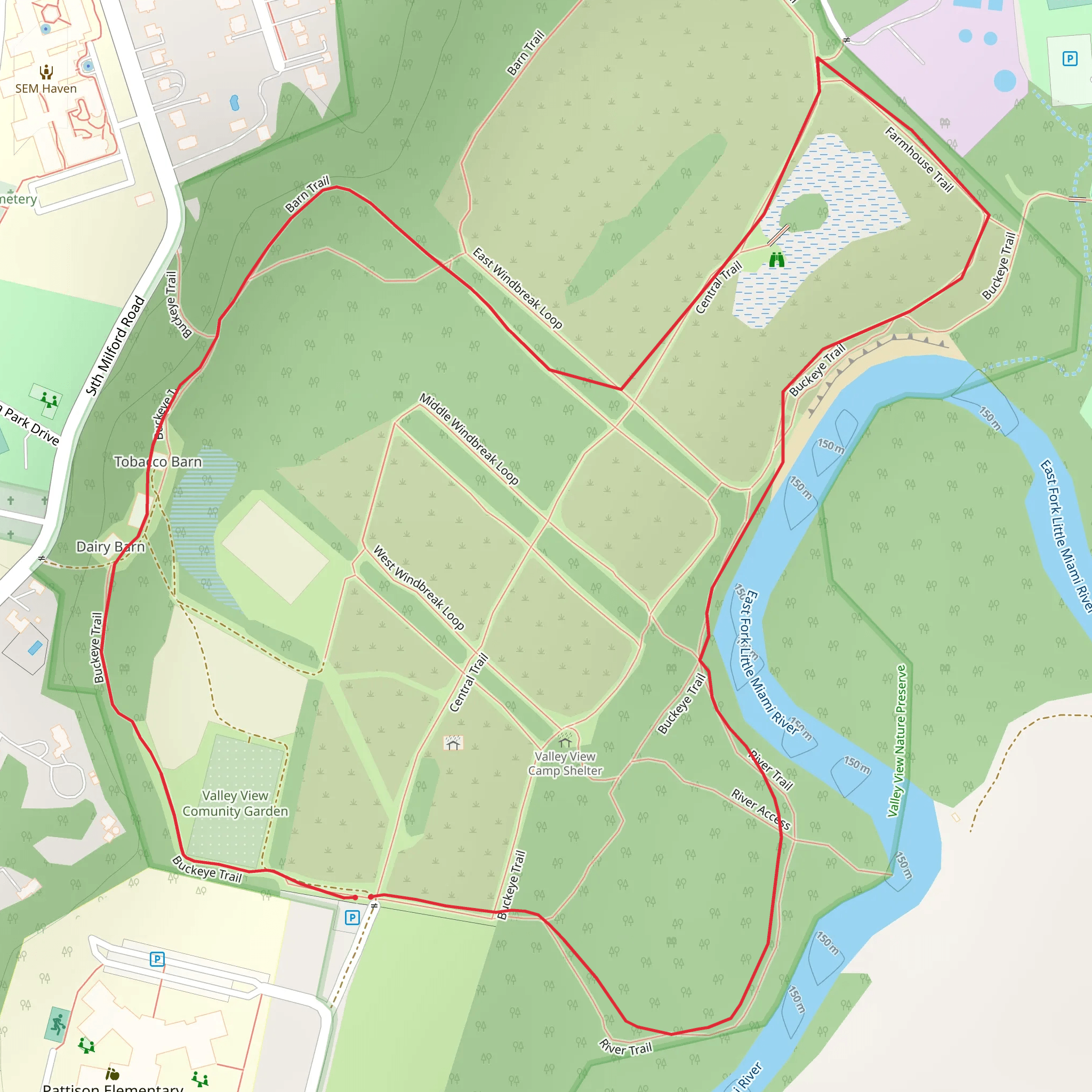 NCT and East Fork Little Miami River Loop mobile static map